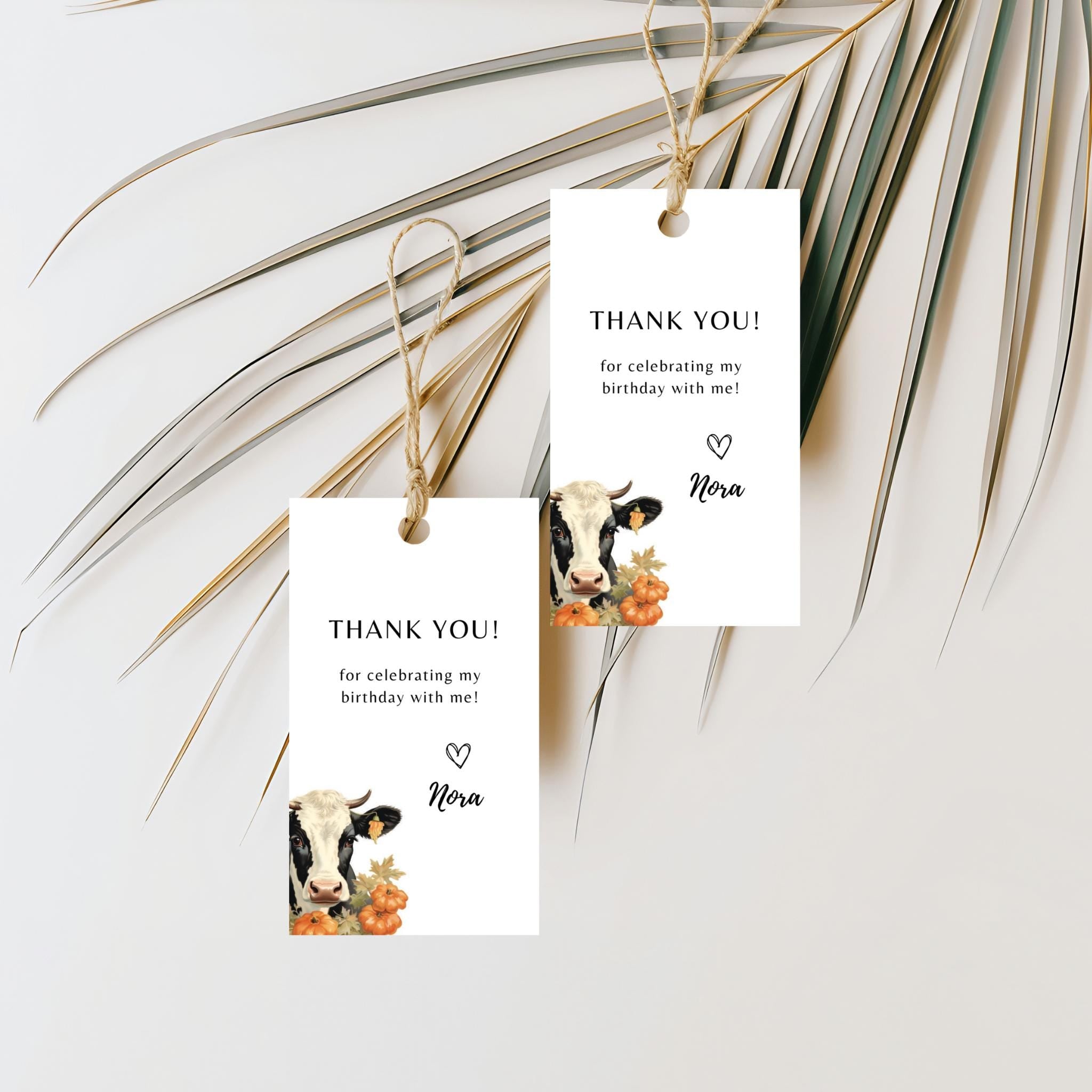 Holy Cow Pumpkin Birthday Party Favor Tag