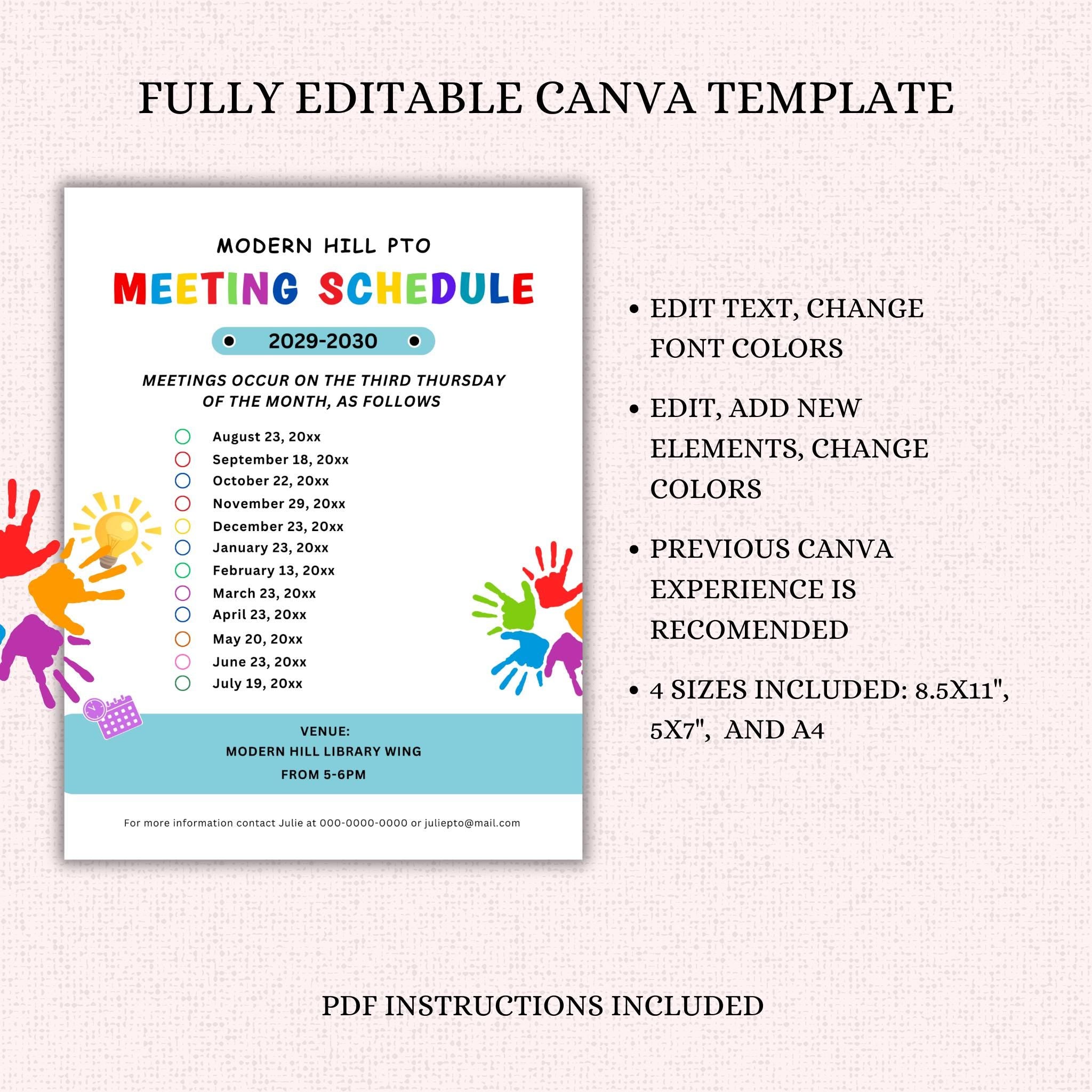 PTO Meeting Schedule Template