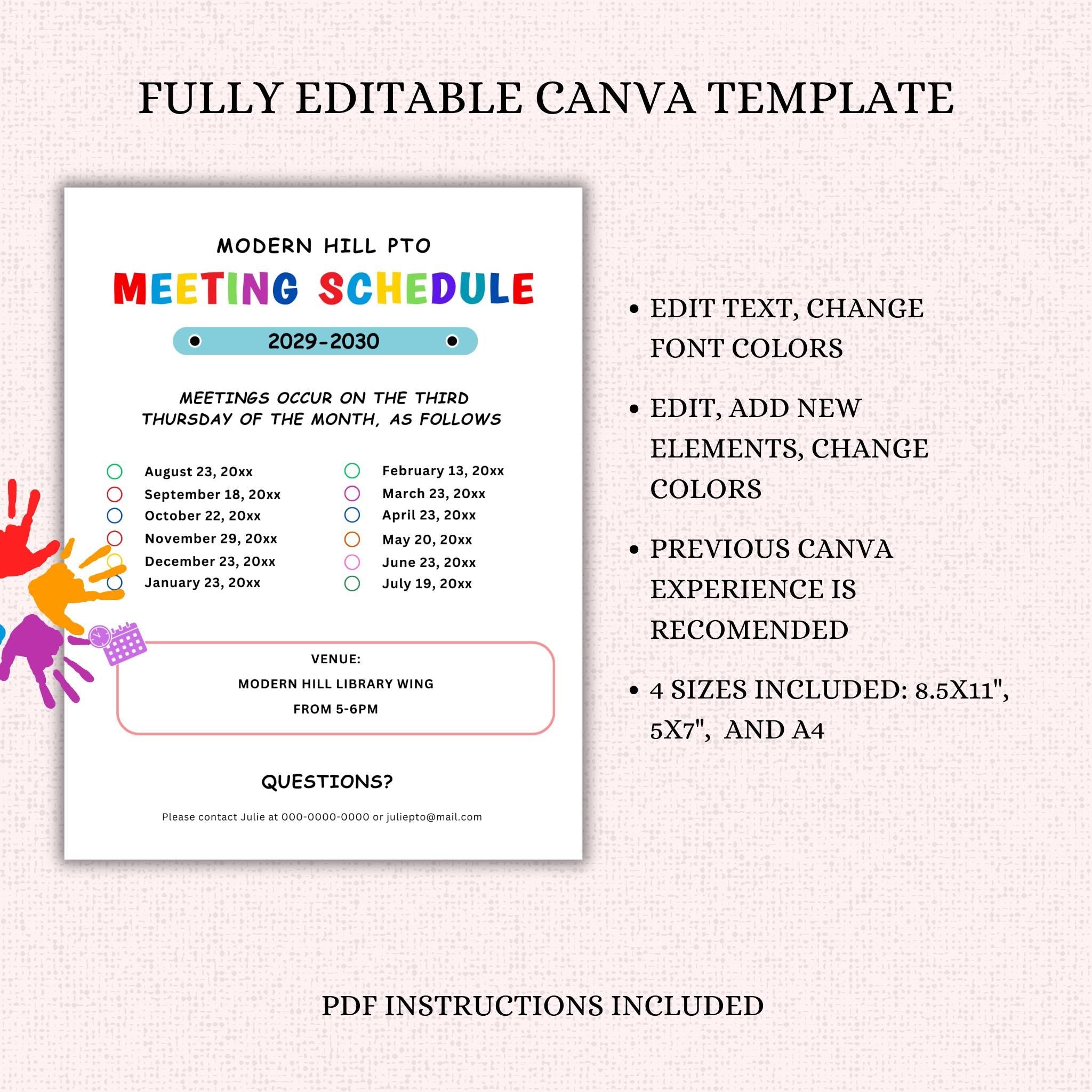 PTO Meeting Schedule Flyer Template