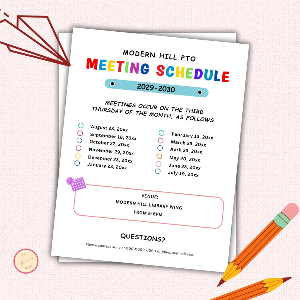 PTO Meeting Schedule Flyer Template