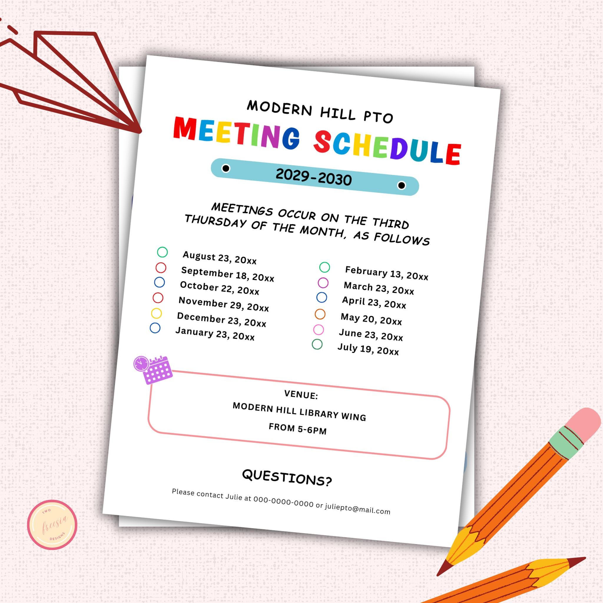 PTO Meeting Schedule Flyer Template