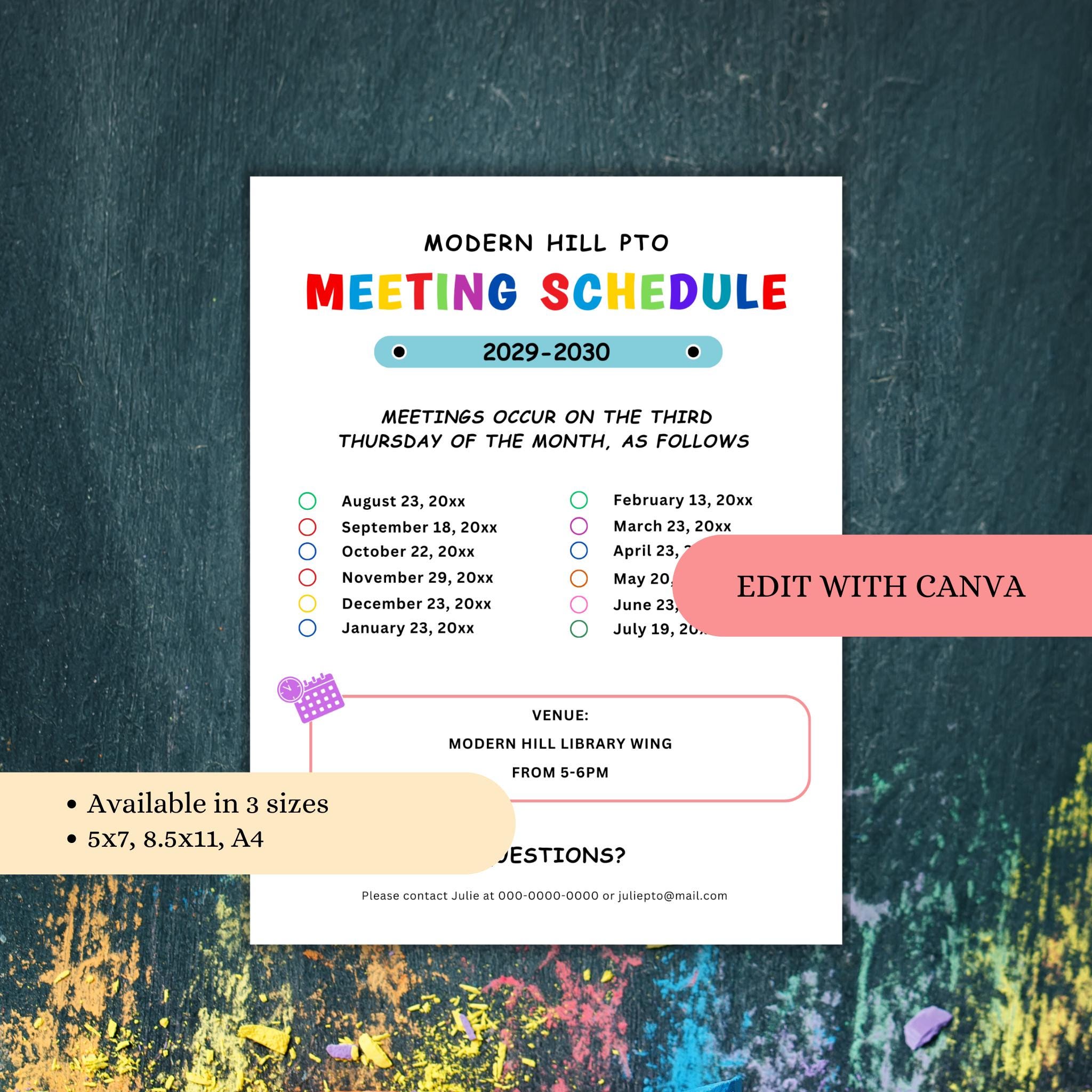 PTO Meeting Schedule Flyer Template