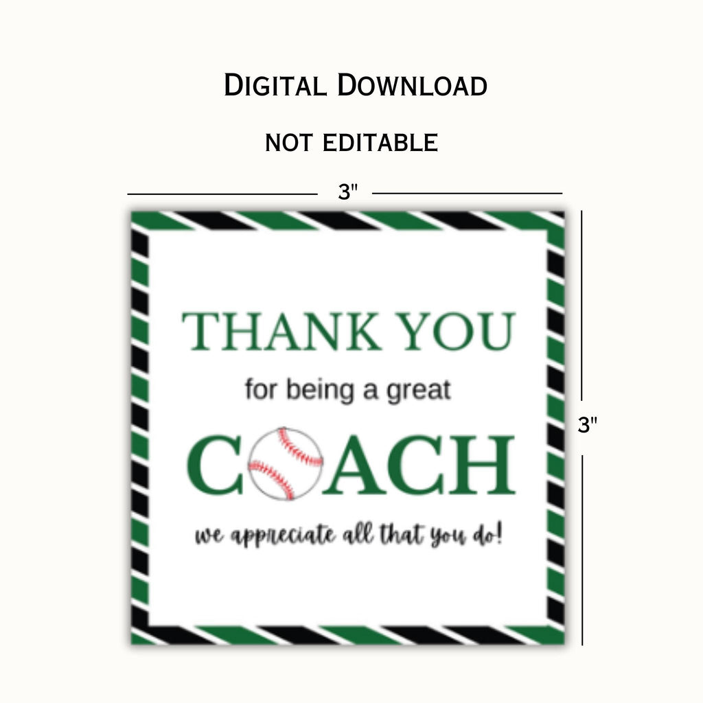 Printable Baseball Coach Appreciation Tag