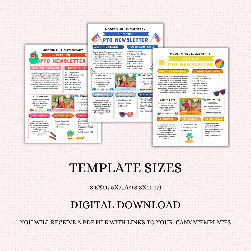 PTO Monthly Newsletter Template Bundle