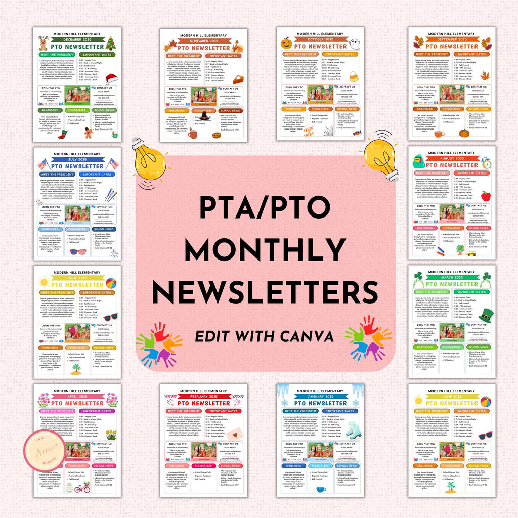 PTO Monthly Newsletter Template Bundle