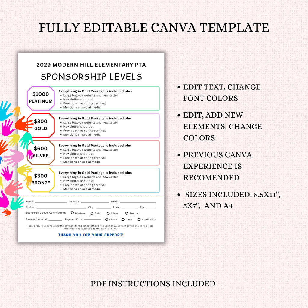 Sponsorship Level Form Template