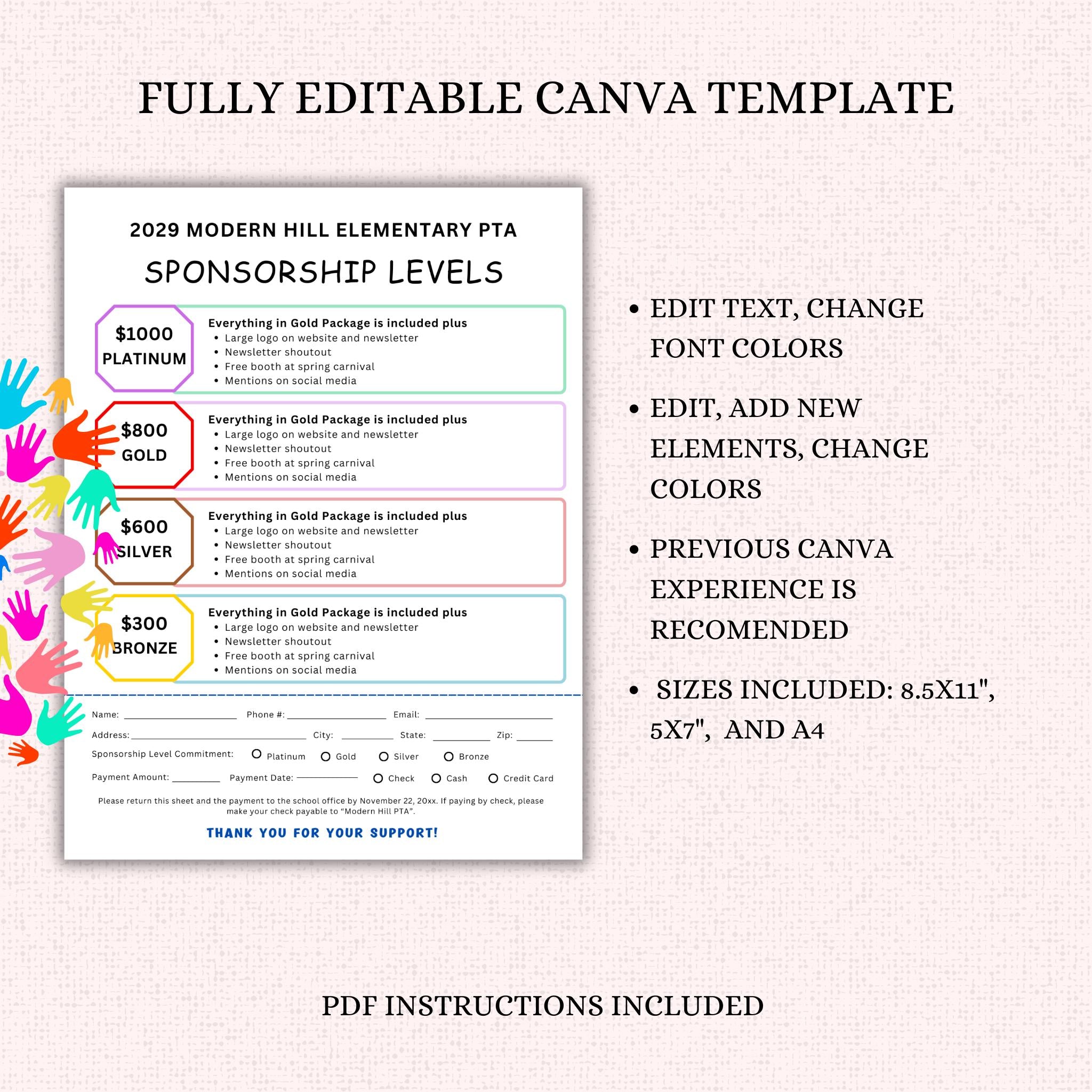 Sponsorship Level Form Template