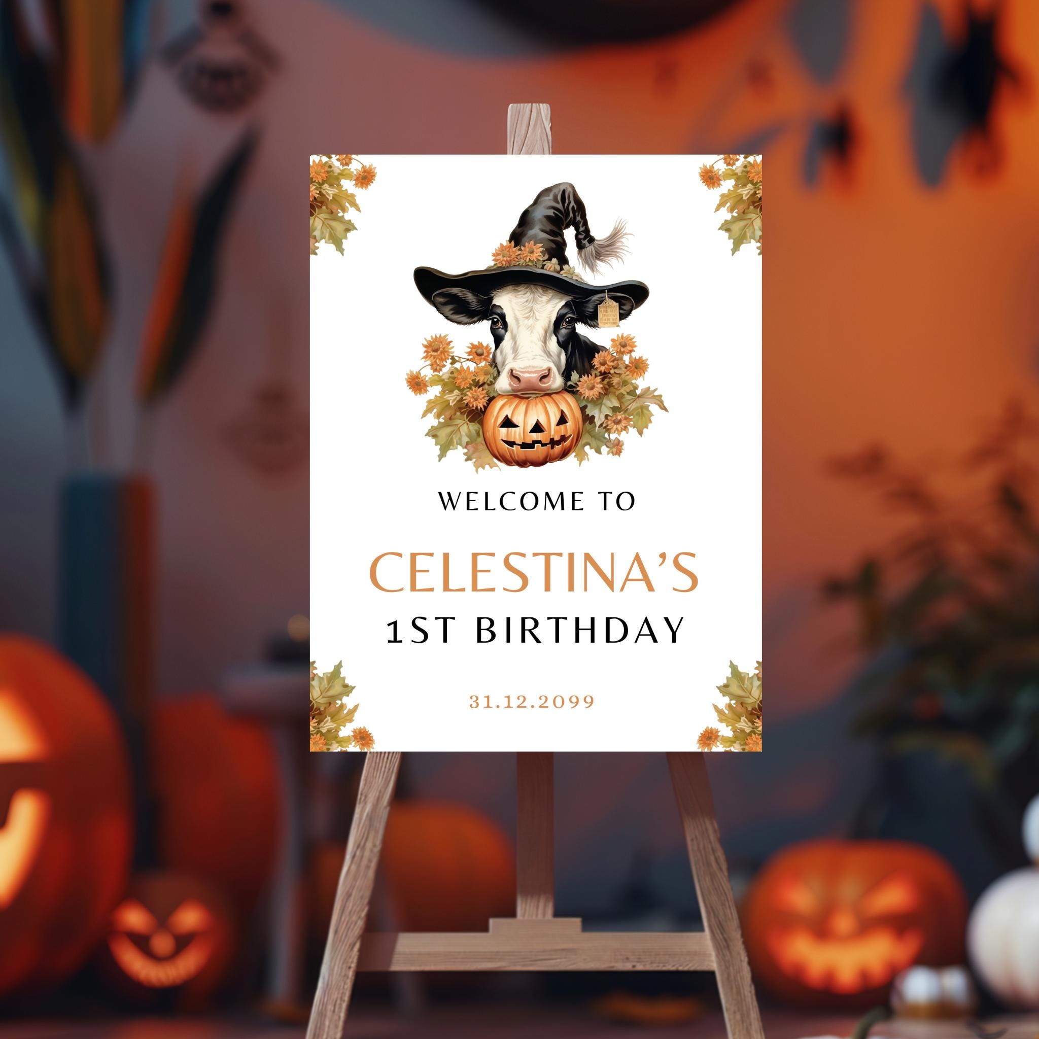 Holy Cow Pumpkin Birthday Party Welcome Sign