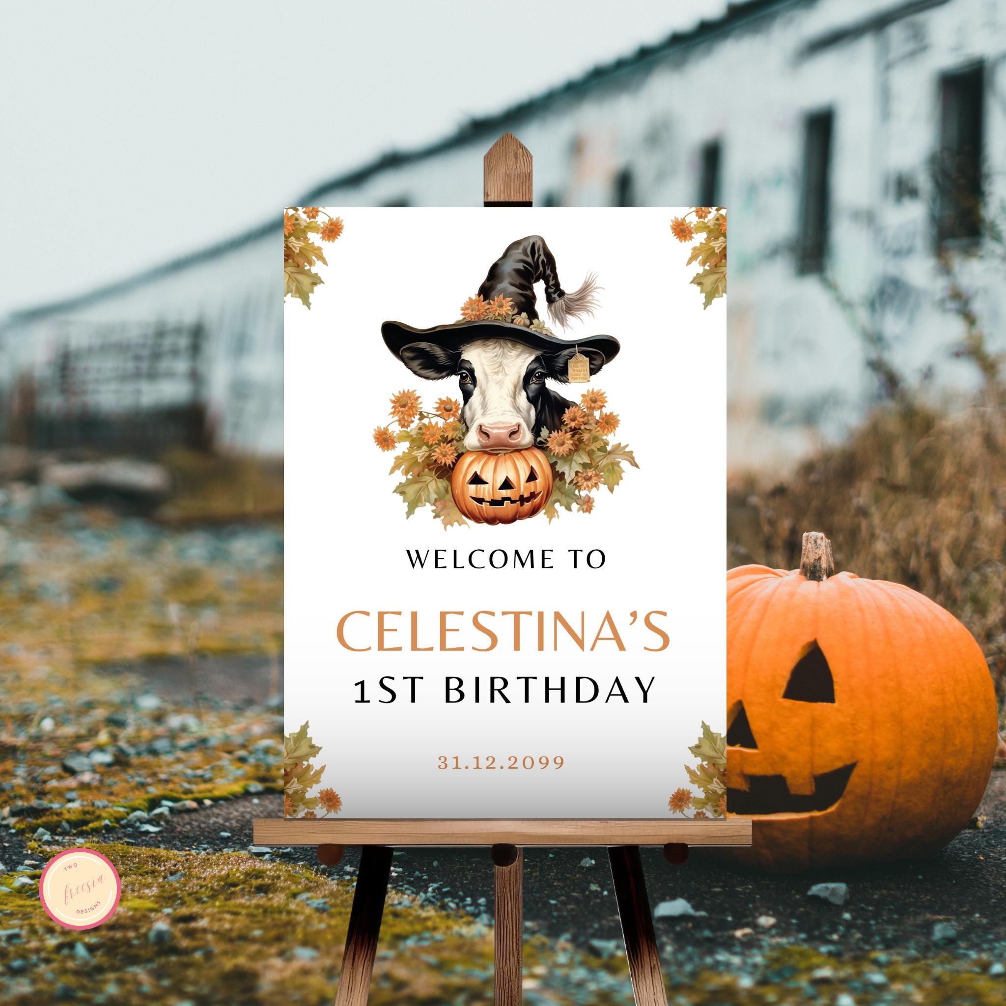 Holy Cow Pumpkin Birthday Party Welcome Sign