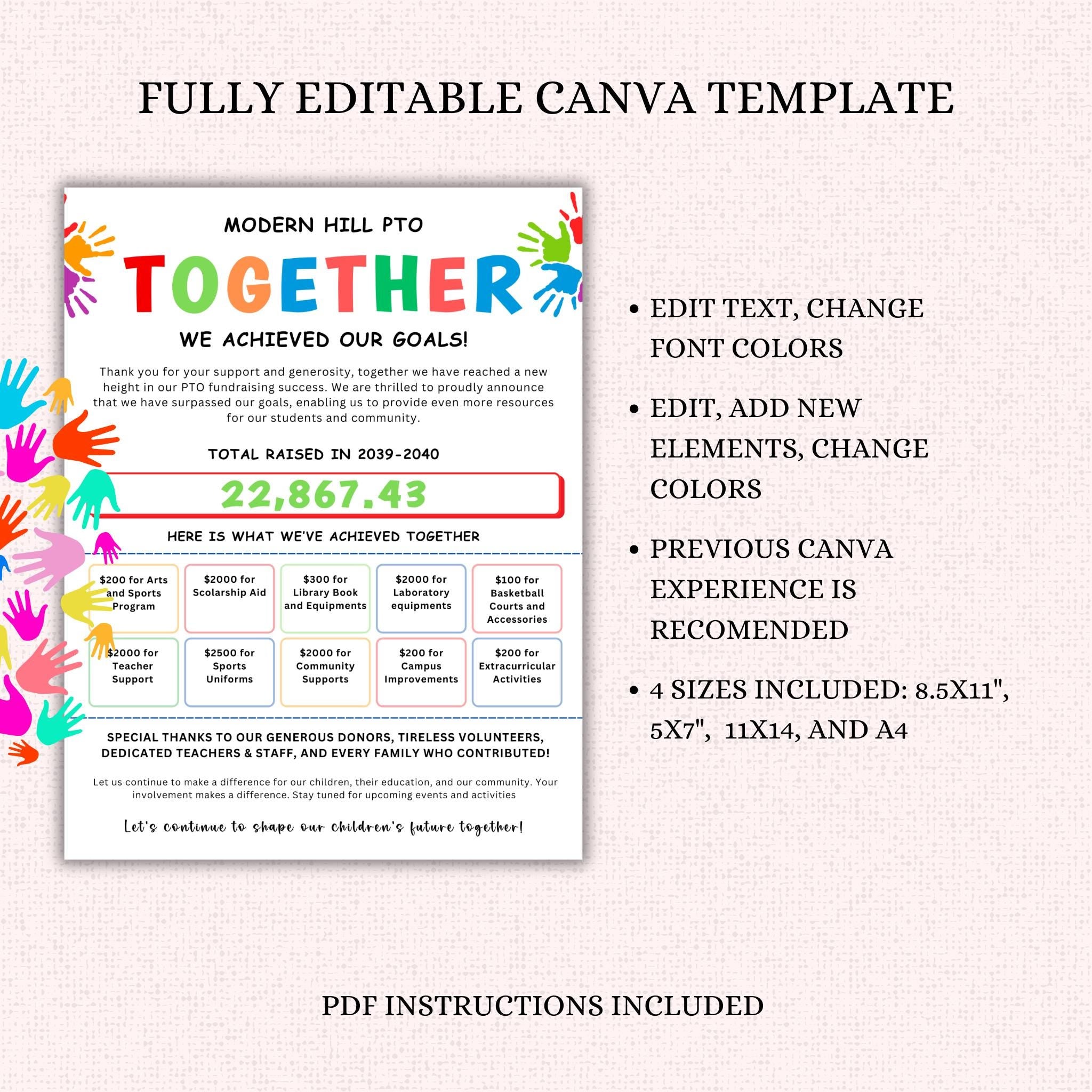 PTO Fundraising Achievement Goal Summary Template