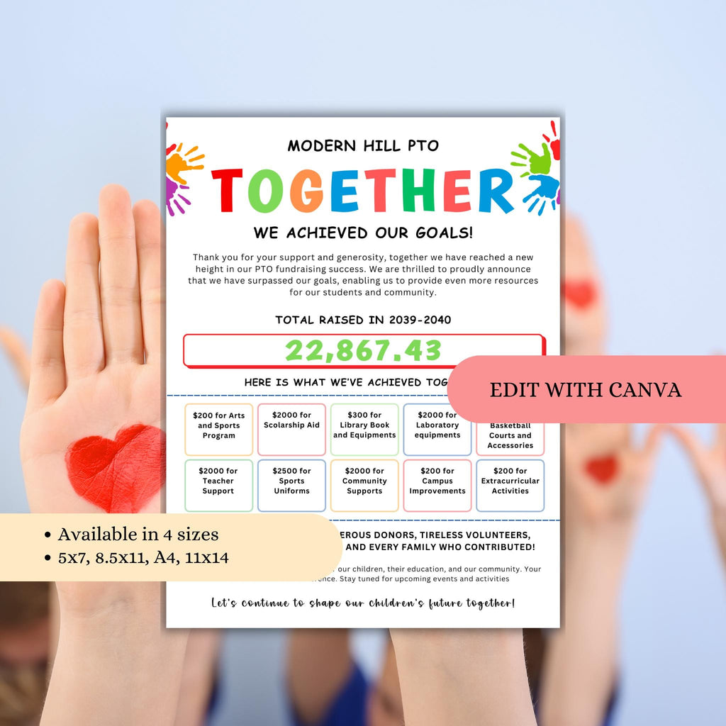 PTO Fundraising Achievement Goal Summary Template