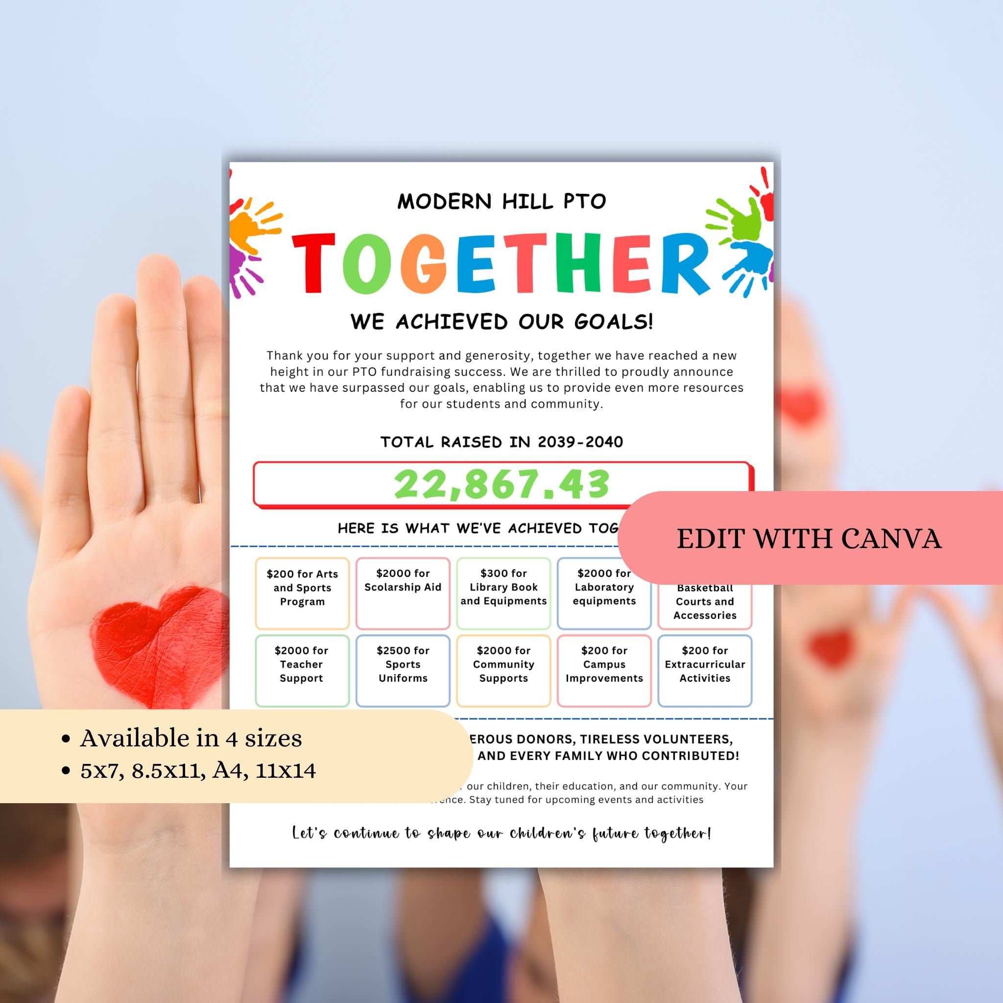 PTO Fundraising Achievement Goal Summary Template