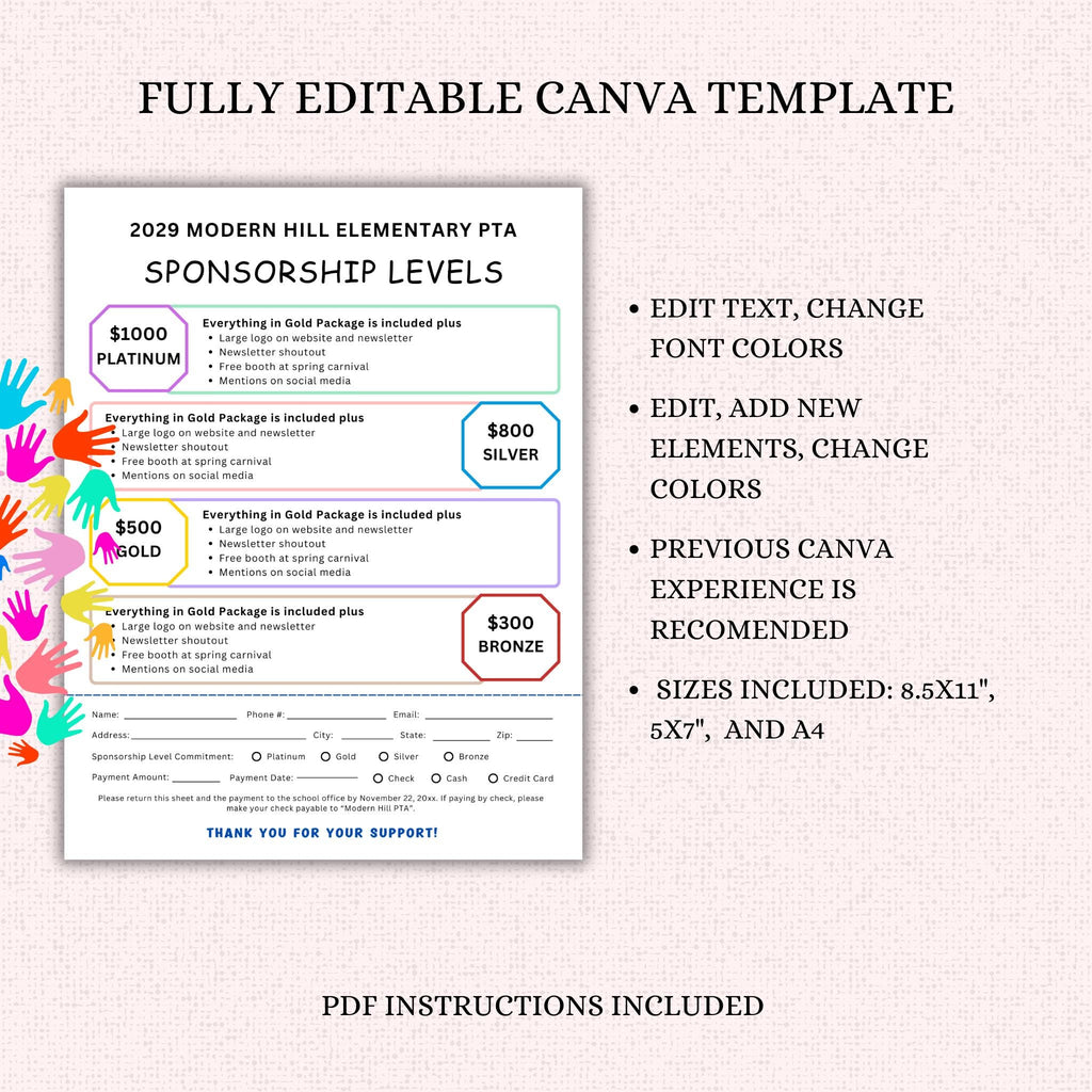 Sponsorship Level  Form and Flyer Template