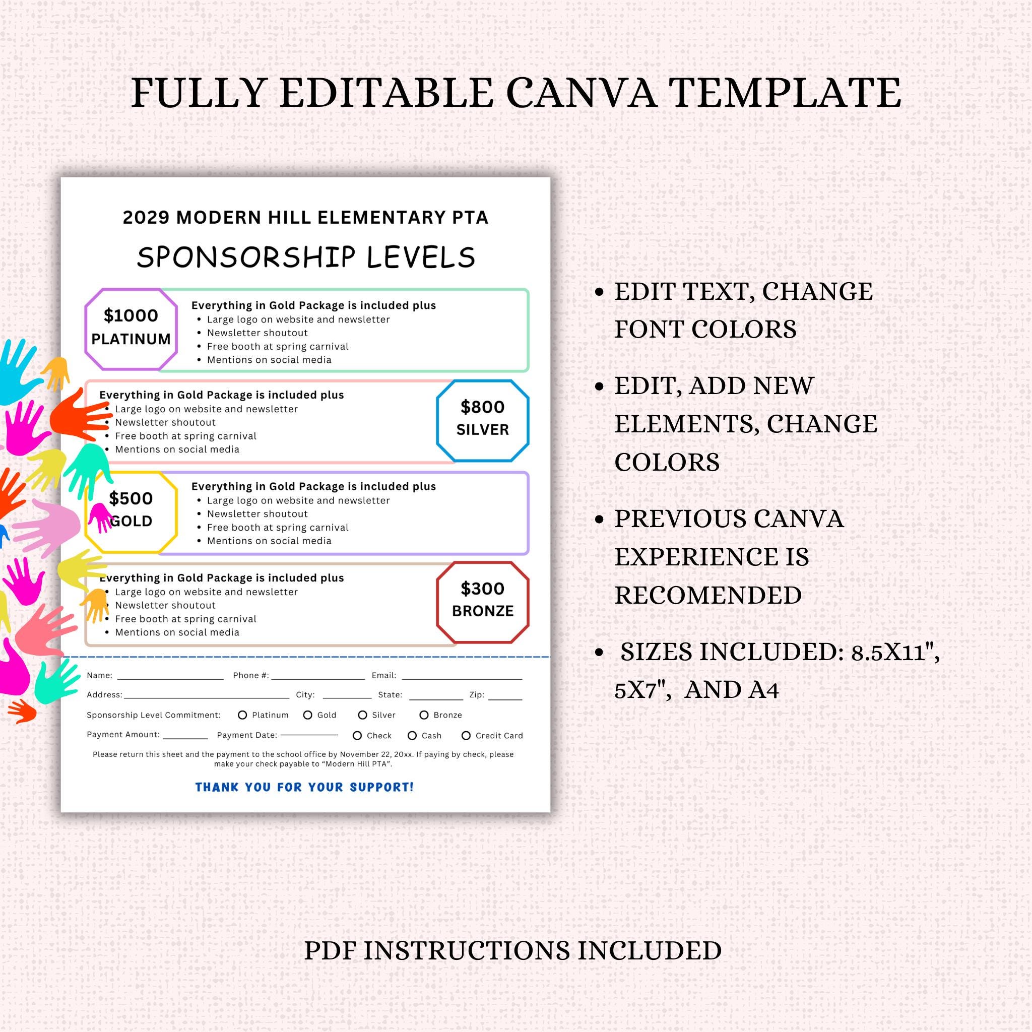 Sponsorship Level  Form and Flyer Template