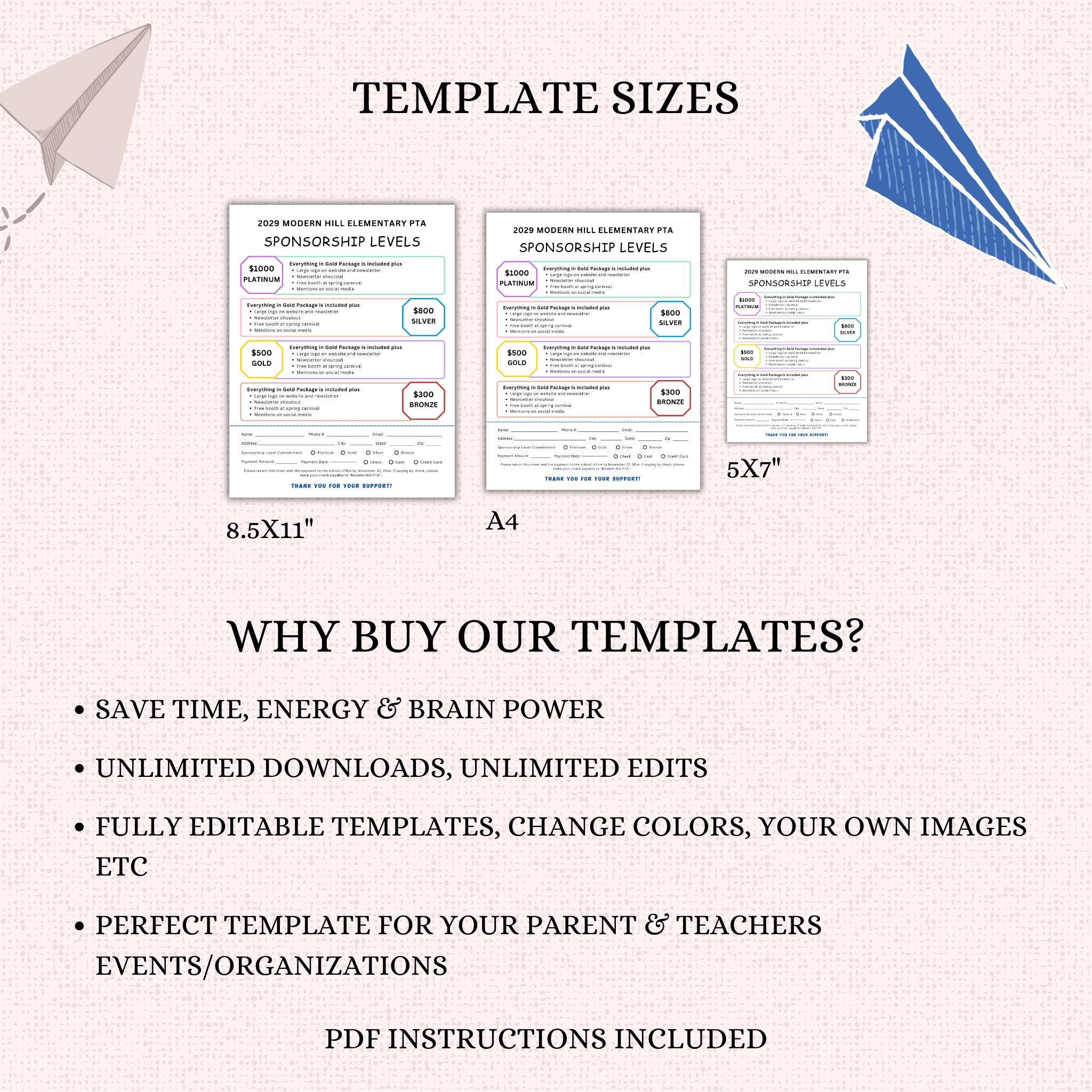 Sponsorship Level  Form and Flyer Template