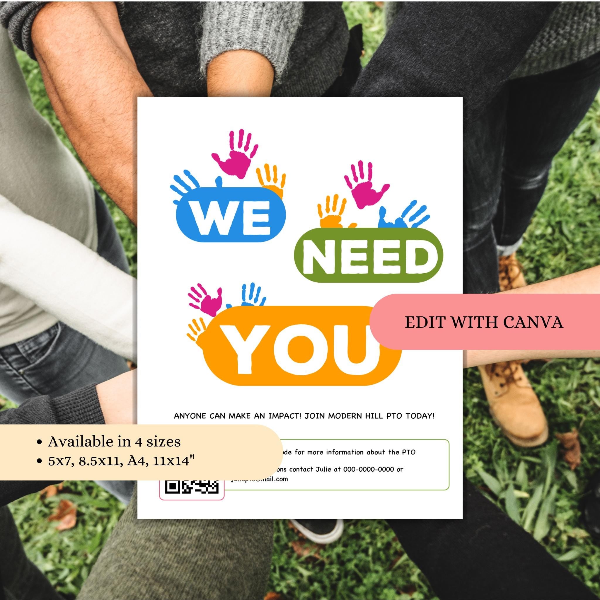 PTO Recruitment Flyer Template w/QR Code