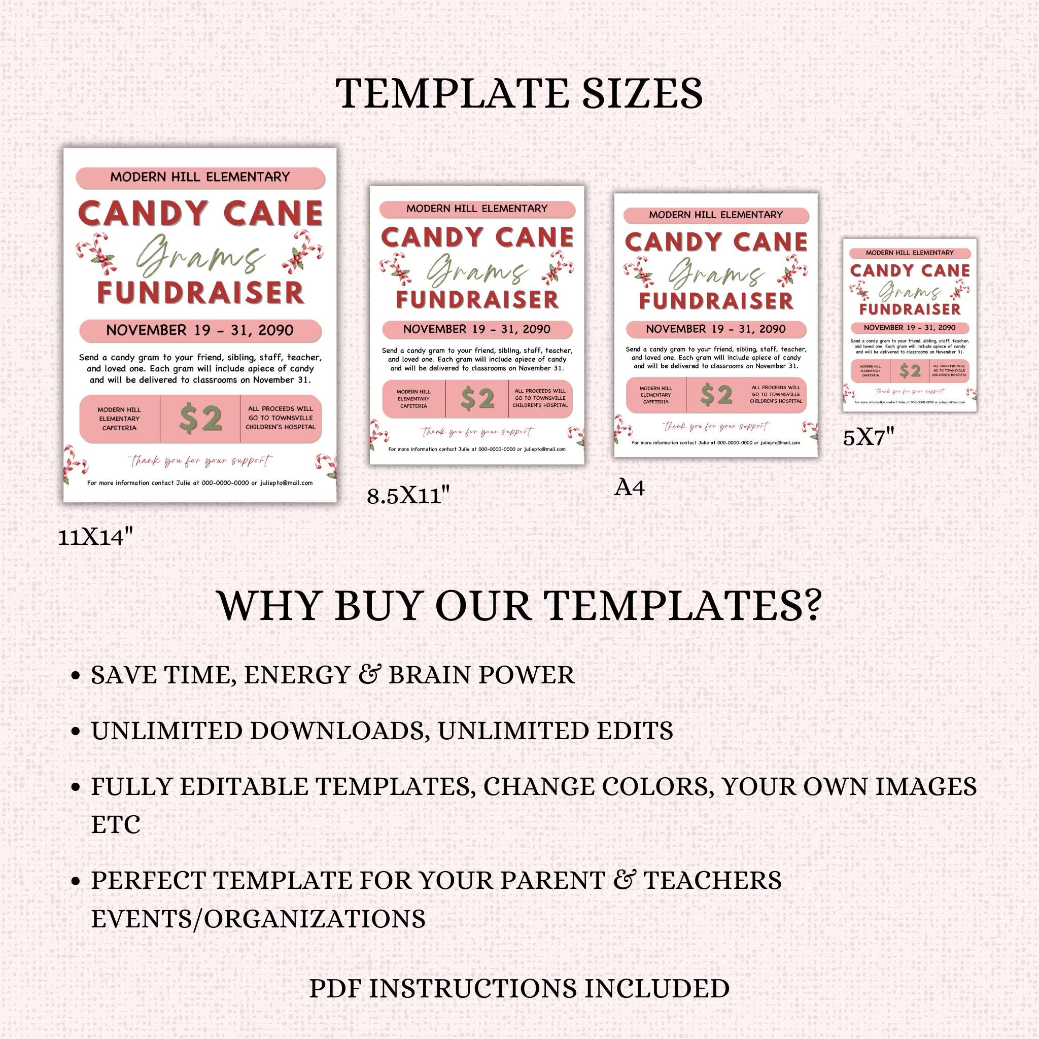 Candy Cane Gram Flyer Template