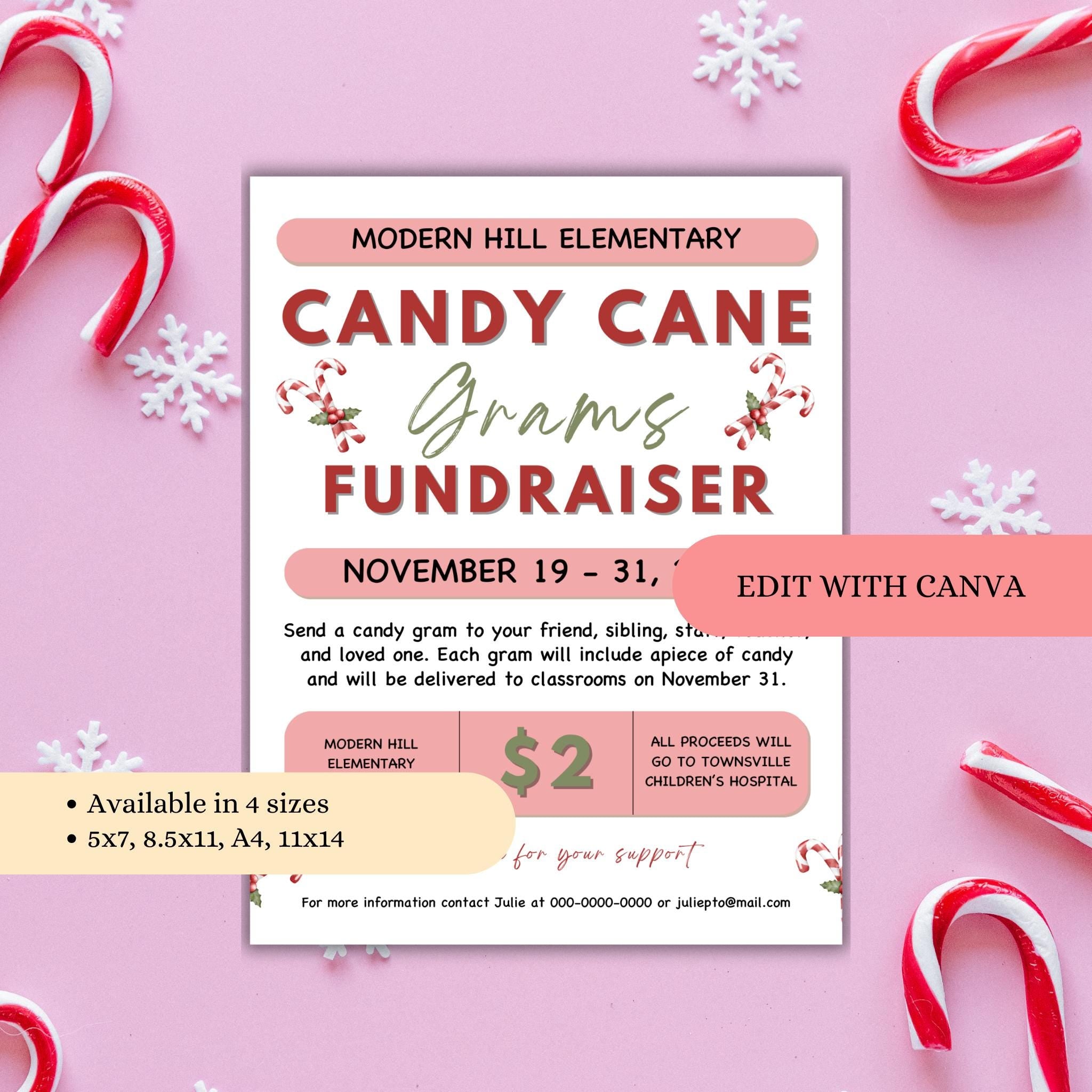 Candy Cane Gram Flyer Template