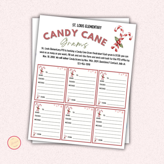 Editable Christmas Candy Cane Gram Template