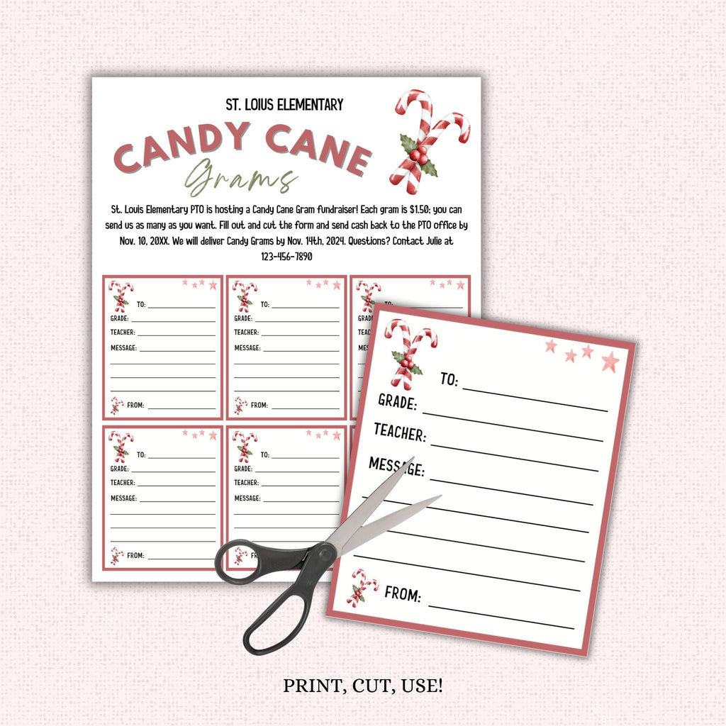 Editable Christmas Candy Cane Gram Template
