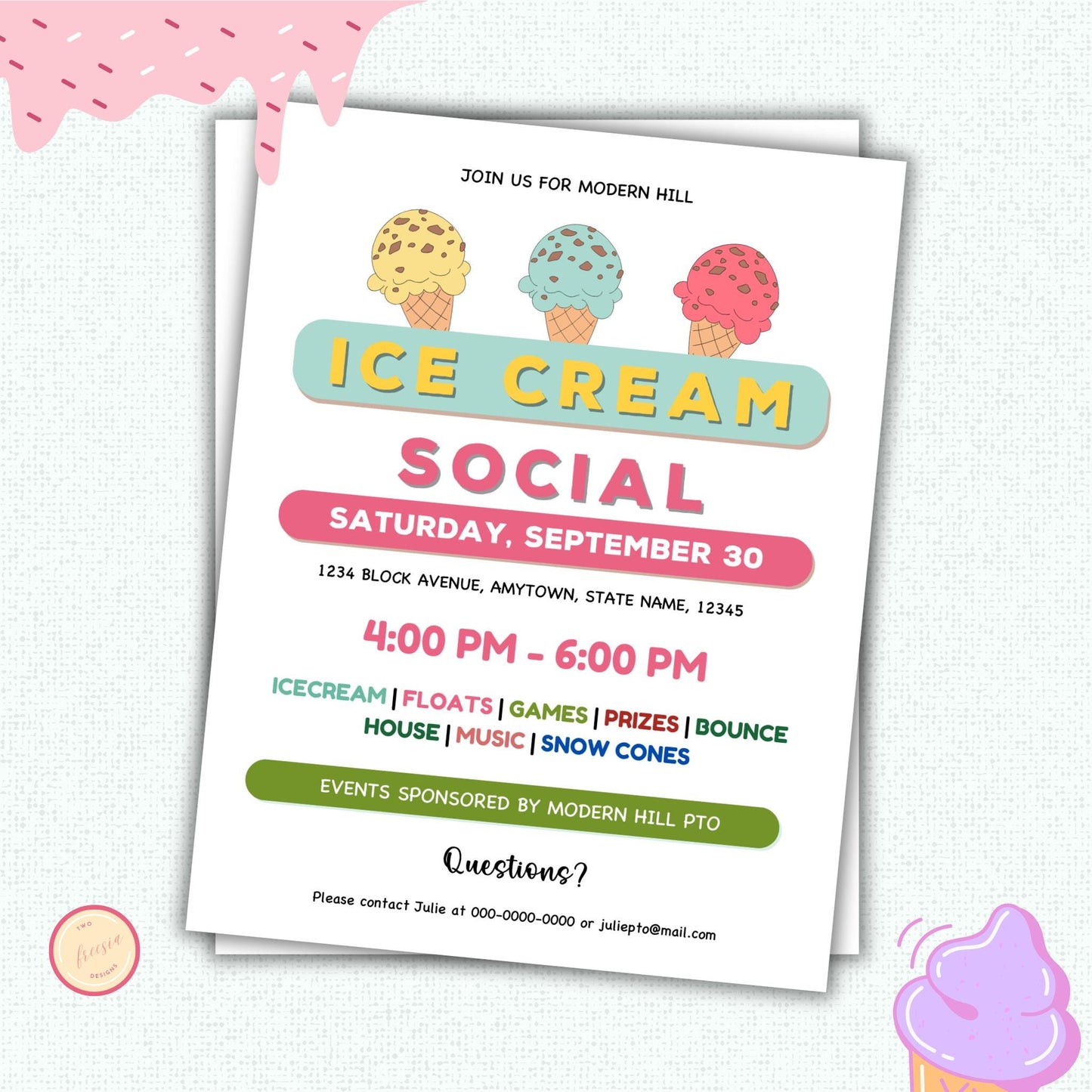 Ice Cream Social Flyer Template