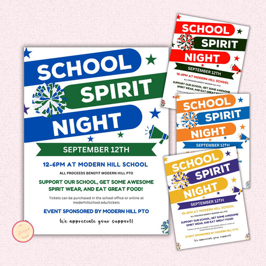 Editable School Spirit Night Flyer