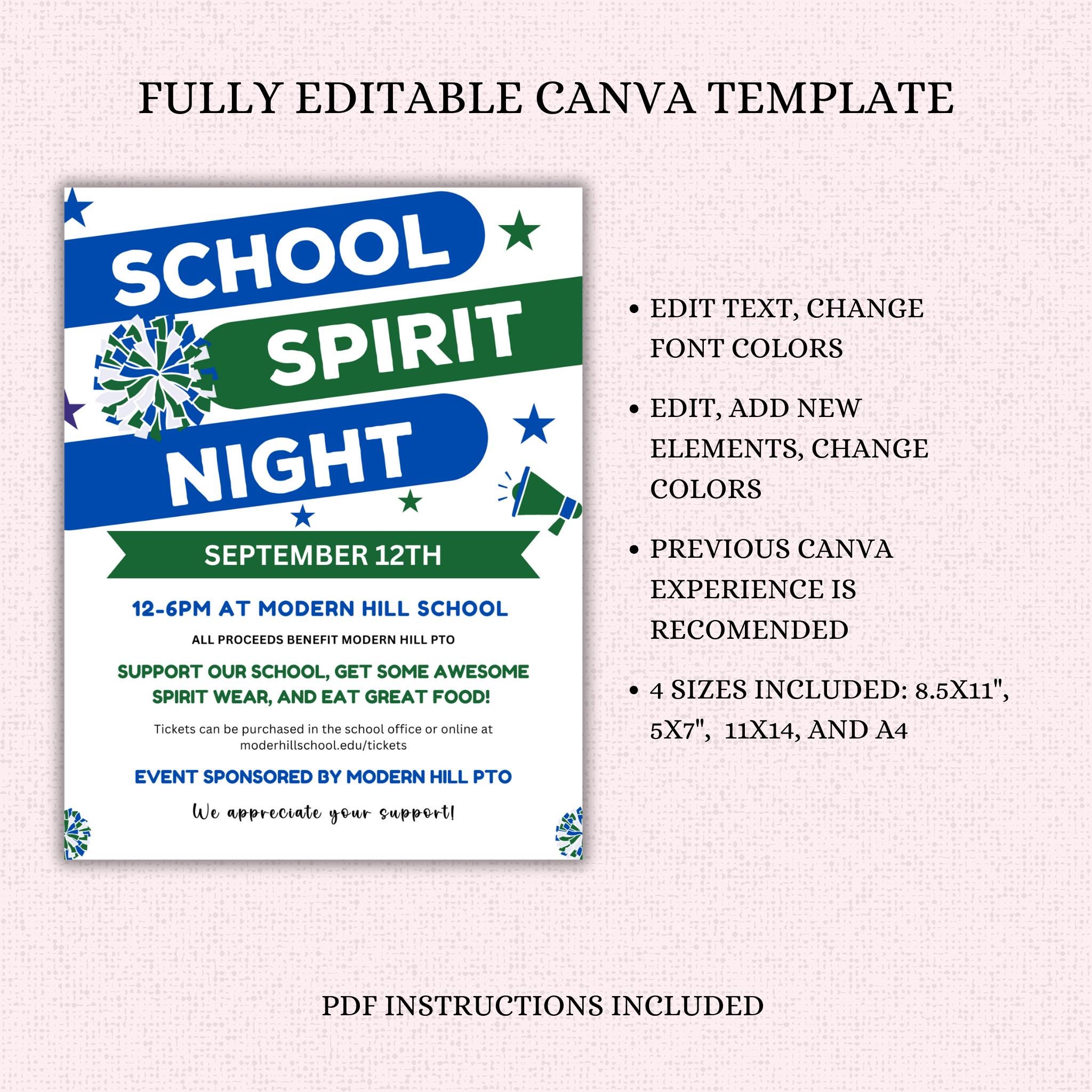 Editable School Spirit Night Flyer