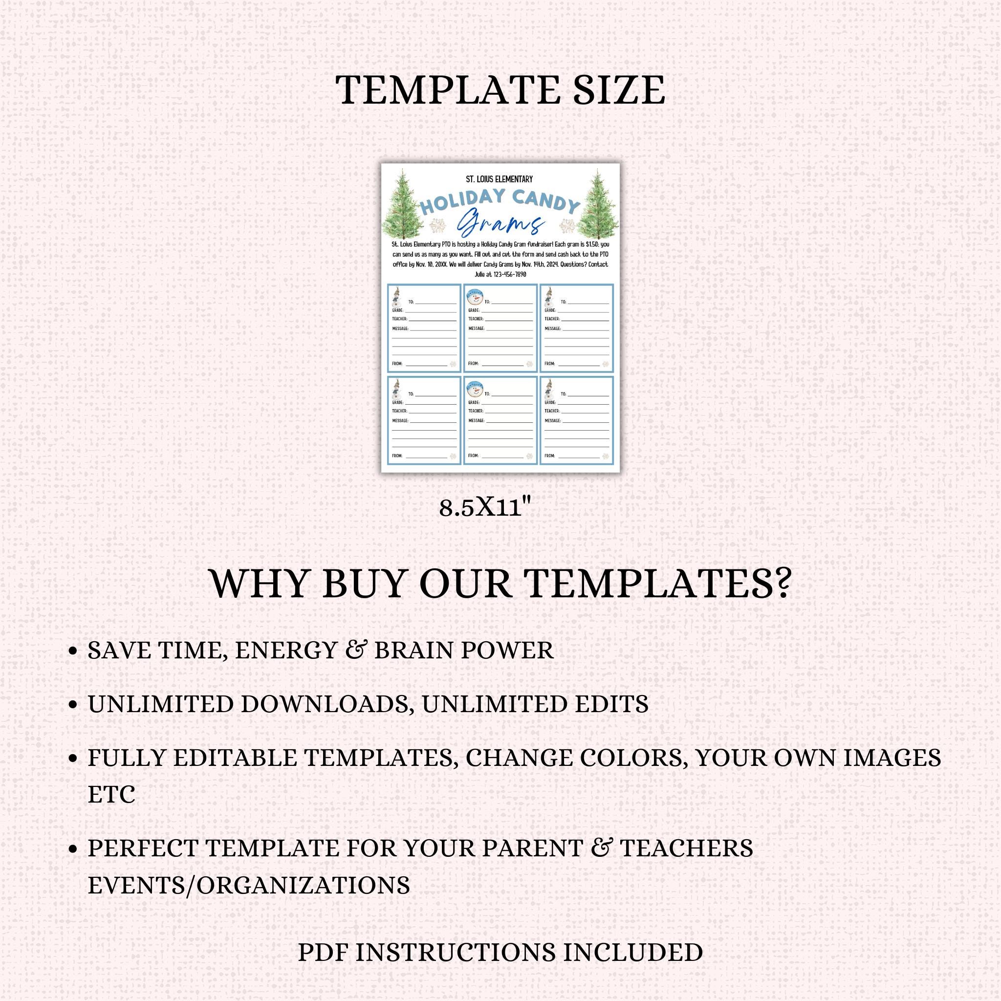 Editable Holiday Candy Cane Gram Template