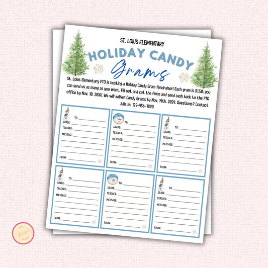 Editable Holiday Candy Cane Gram Template