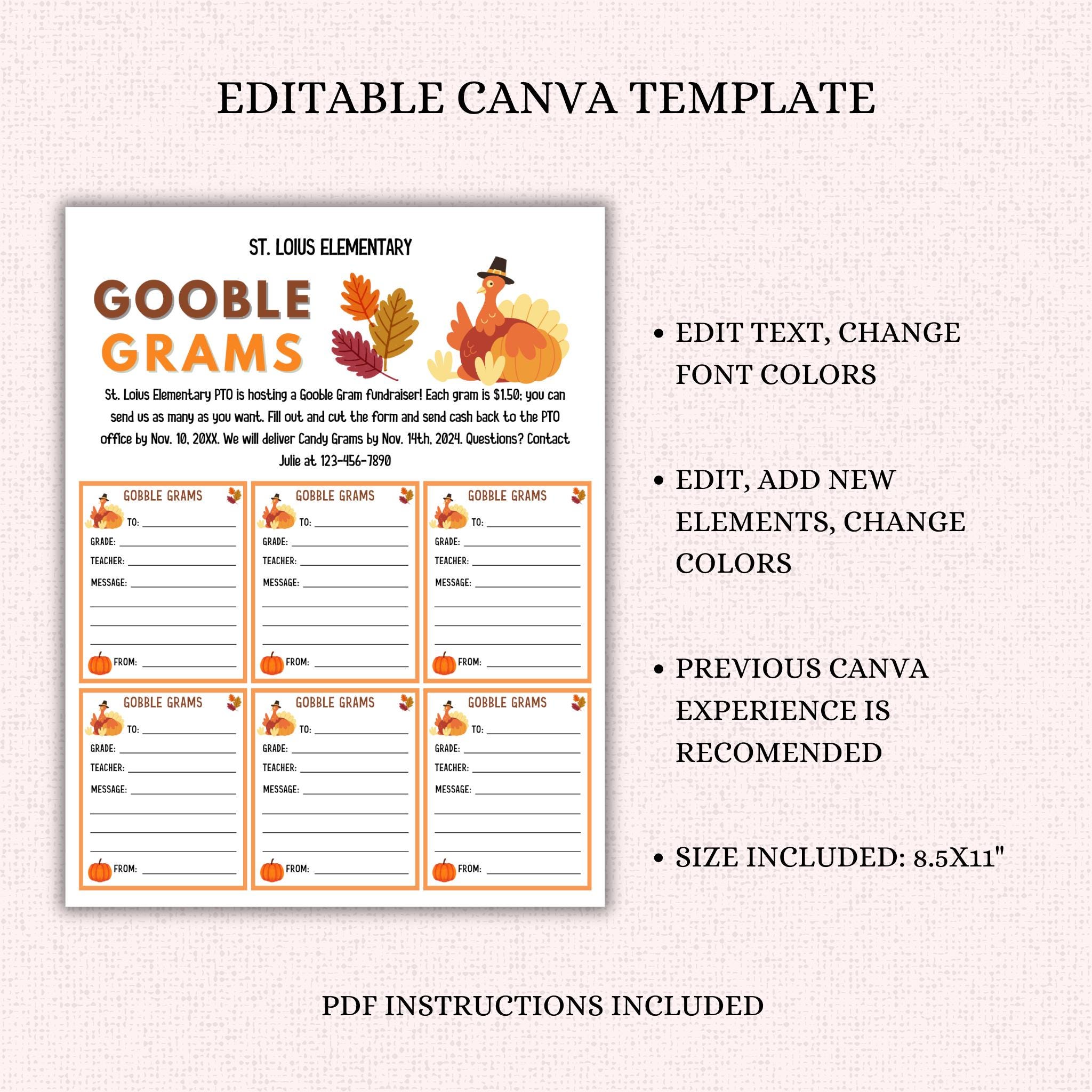 Gooble Thanksgiving Gram Flyer Template