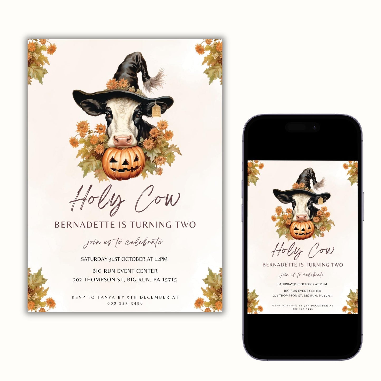 Holy Cow Pumpkin Birthday Party Invitation