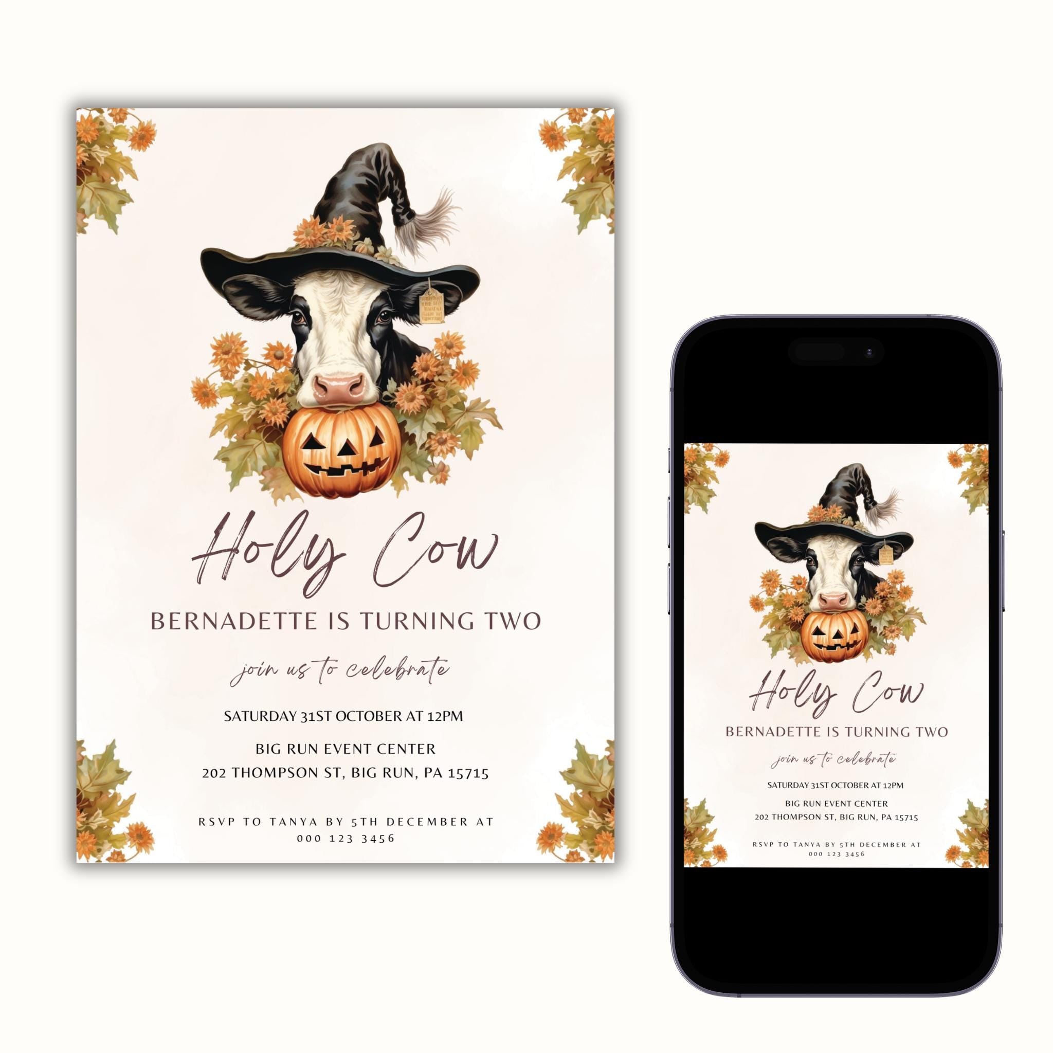 Holy Cow Pumpkin Birthday Party Invitation