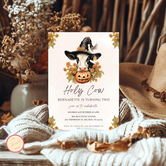 Holy Cow Pumpkin Birthday Party Invitation