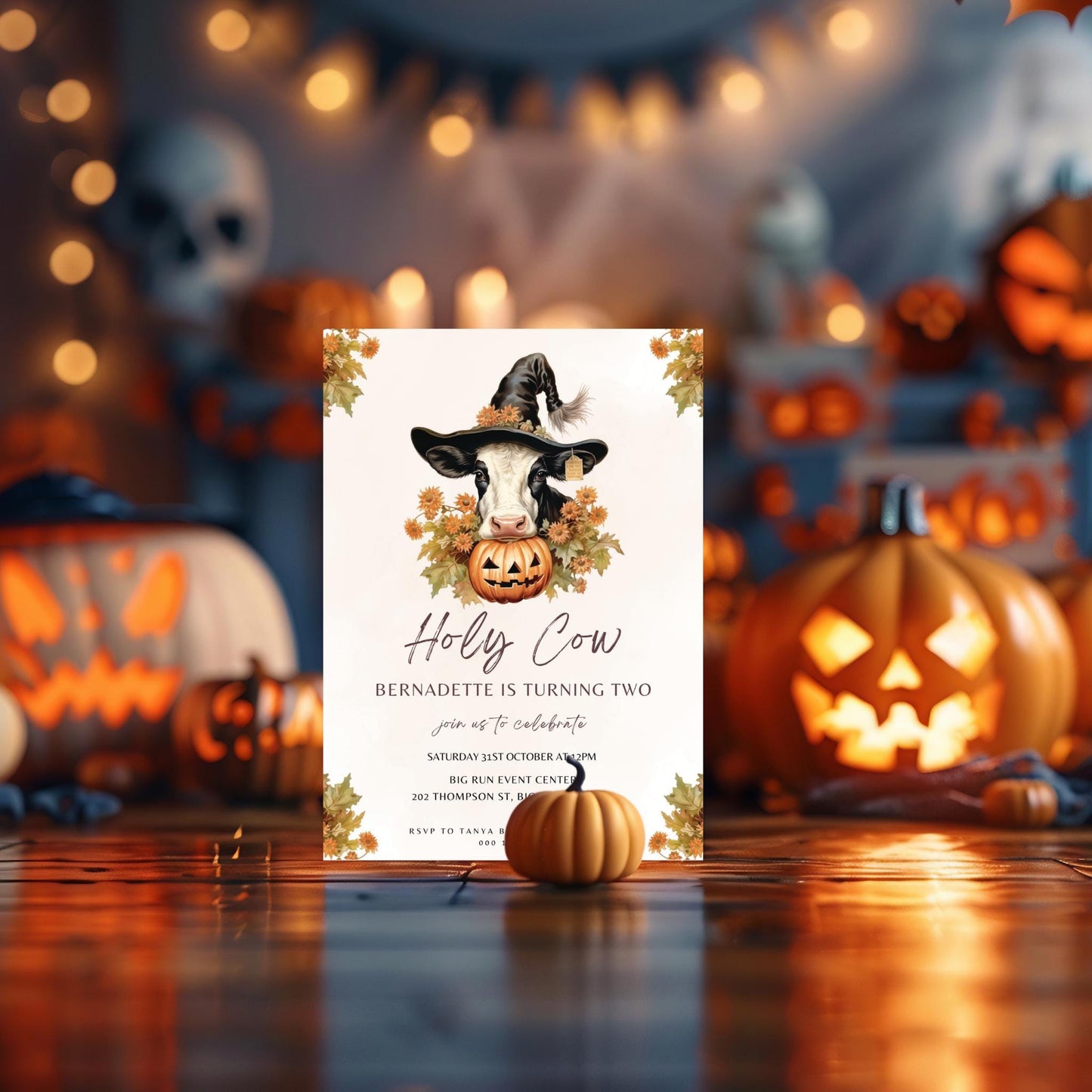 Holy Cow Pumpkin Birthday Party Invitation