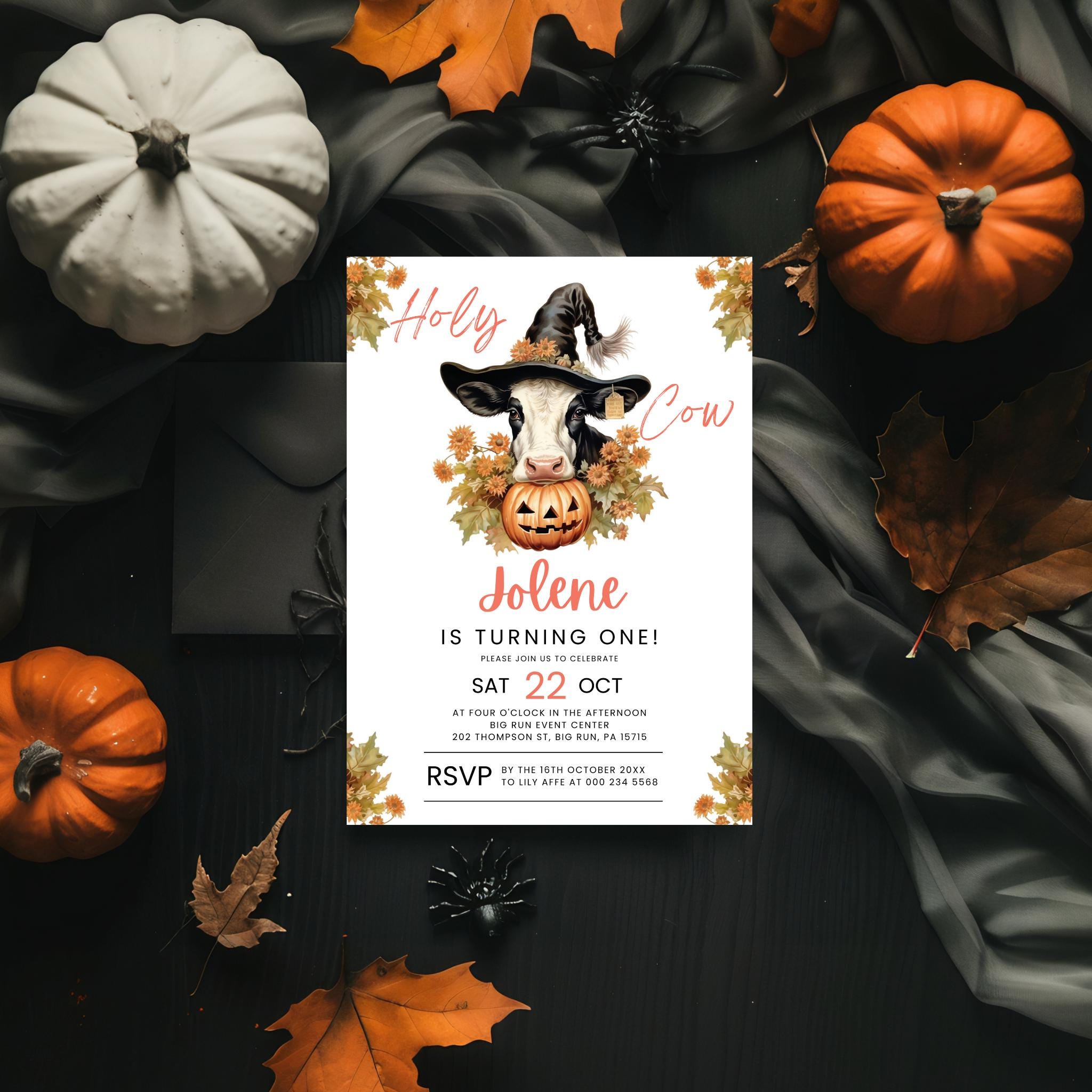 Holy Cow Pumpkin Birthday Invitation