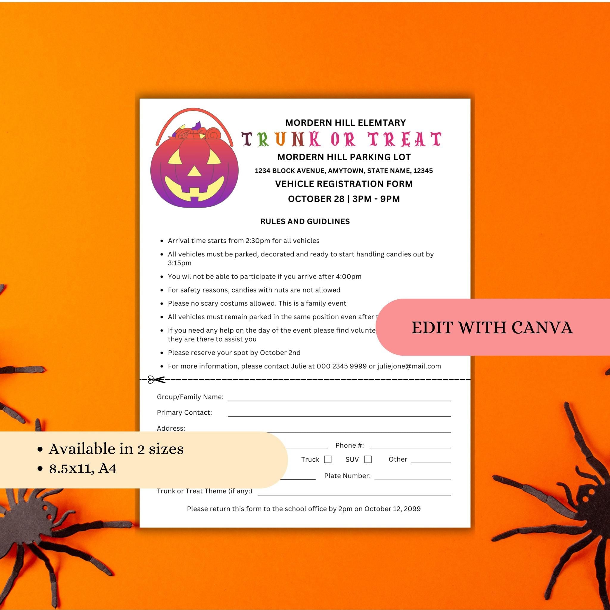 Truck or Treat Vehicle Registration Form Template