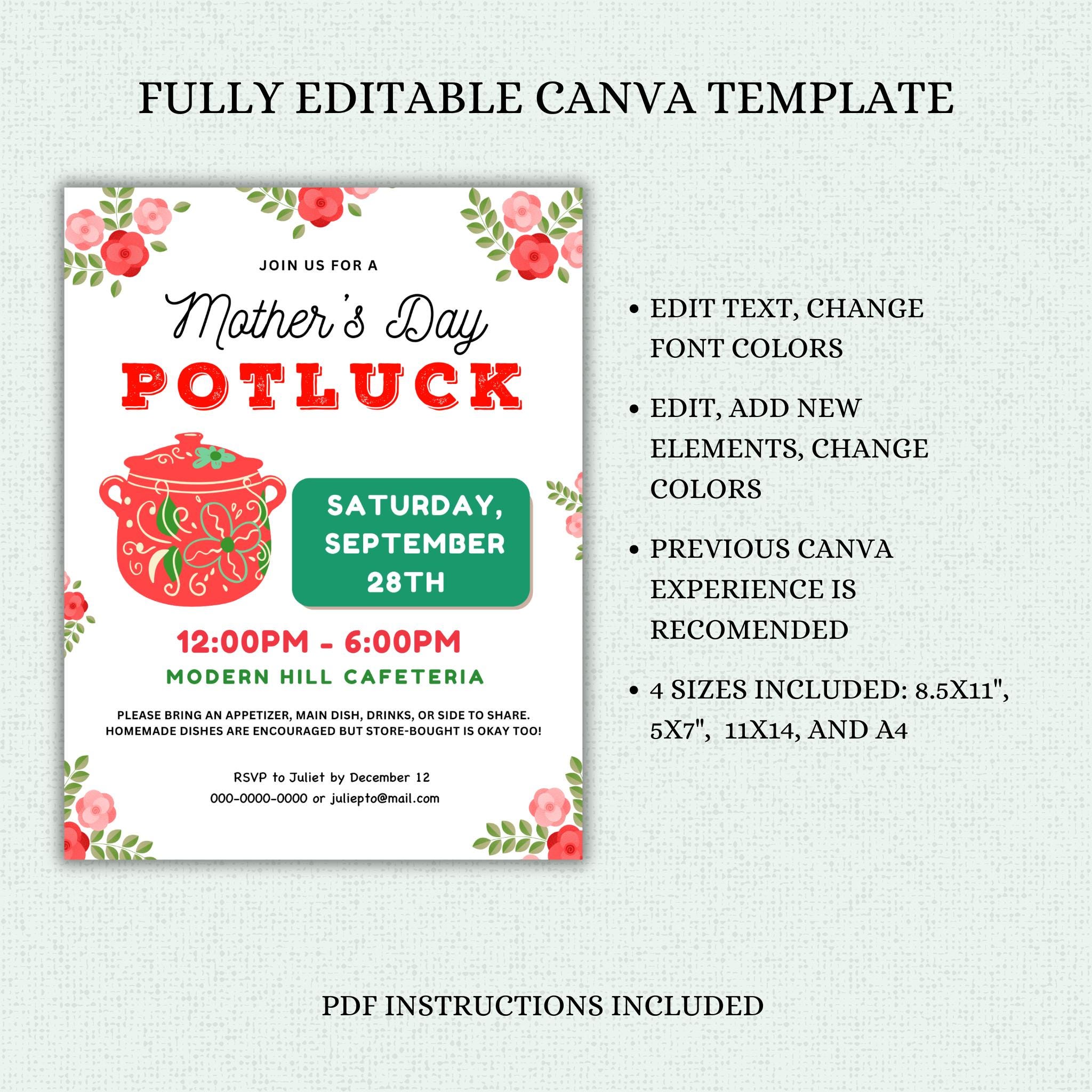 Mother's Day Potluck Flyer Template