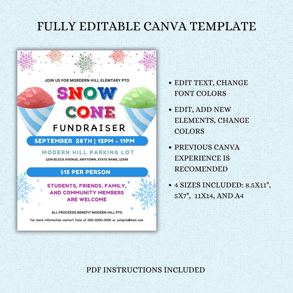 Snow Cone Fundraiser Flyer Template