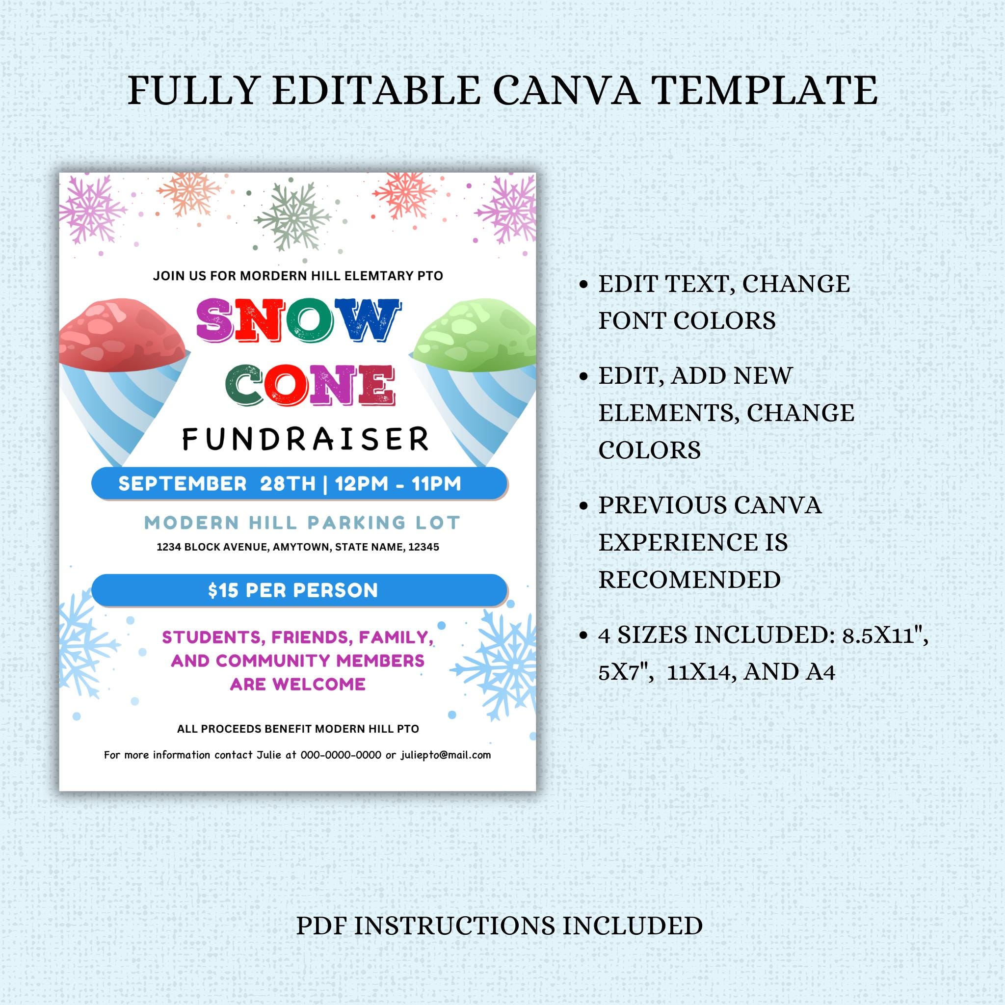 Snow Cone Fundraiser Flyer Template