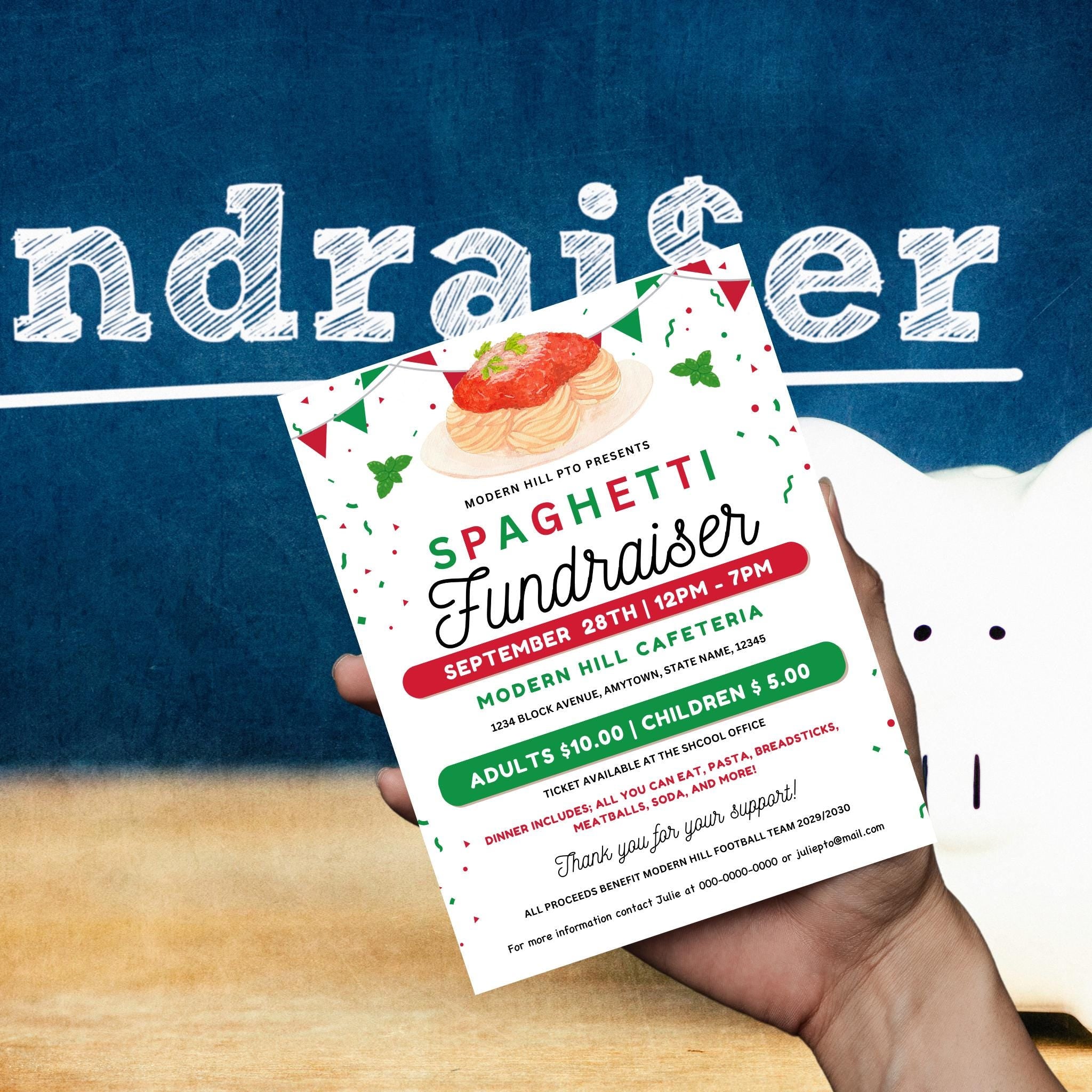 Spaghetti Dinner Fundraiser Flyer and Ticket Template