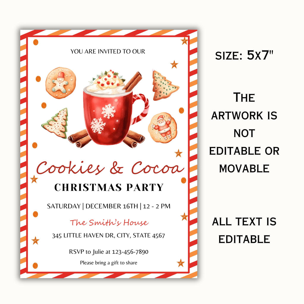 Cookies & Cocoa Christmas Party Invitation