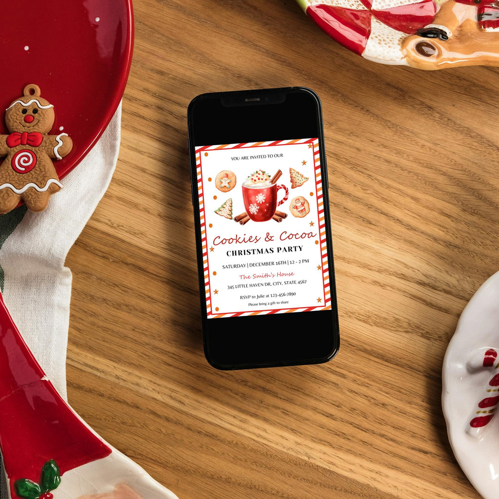 Cookies & Cocoa Christmas Party Invitation