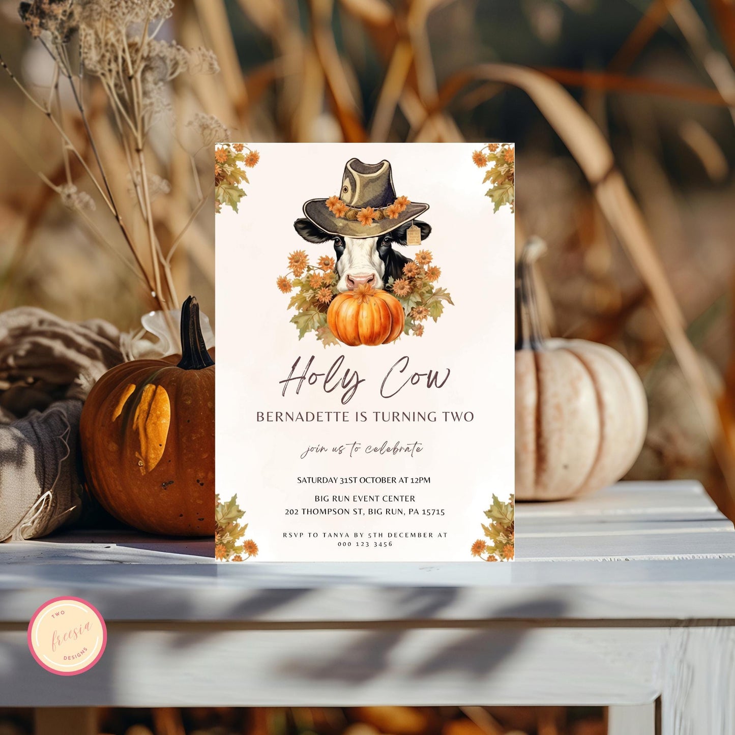 Holy Cow Pumpkin Birthday Party Invitation