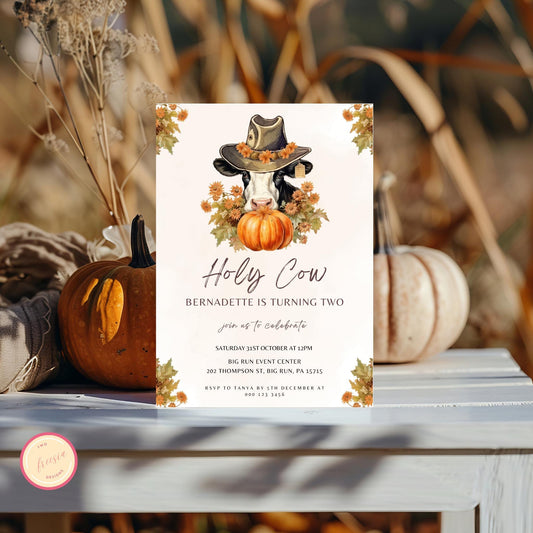 Holy Cow Pumpkin Birthday Party Invitation