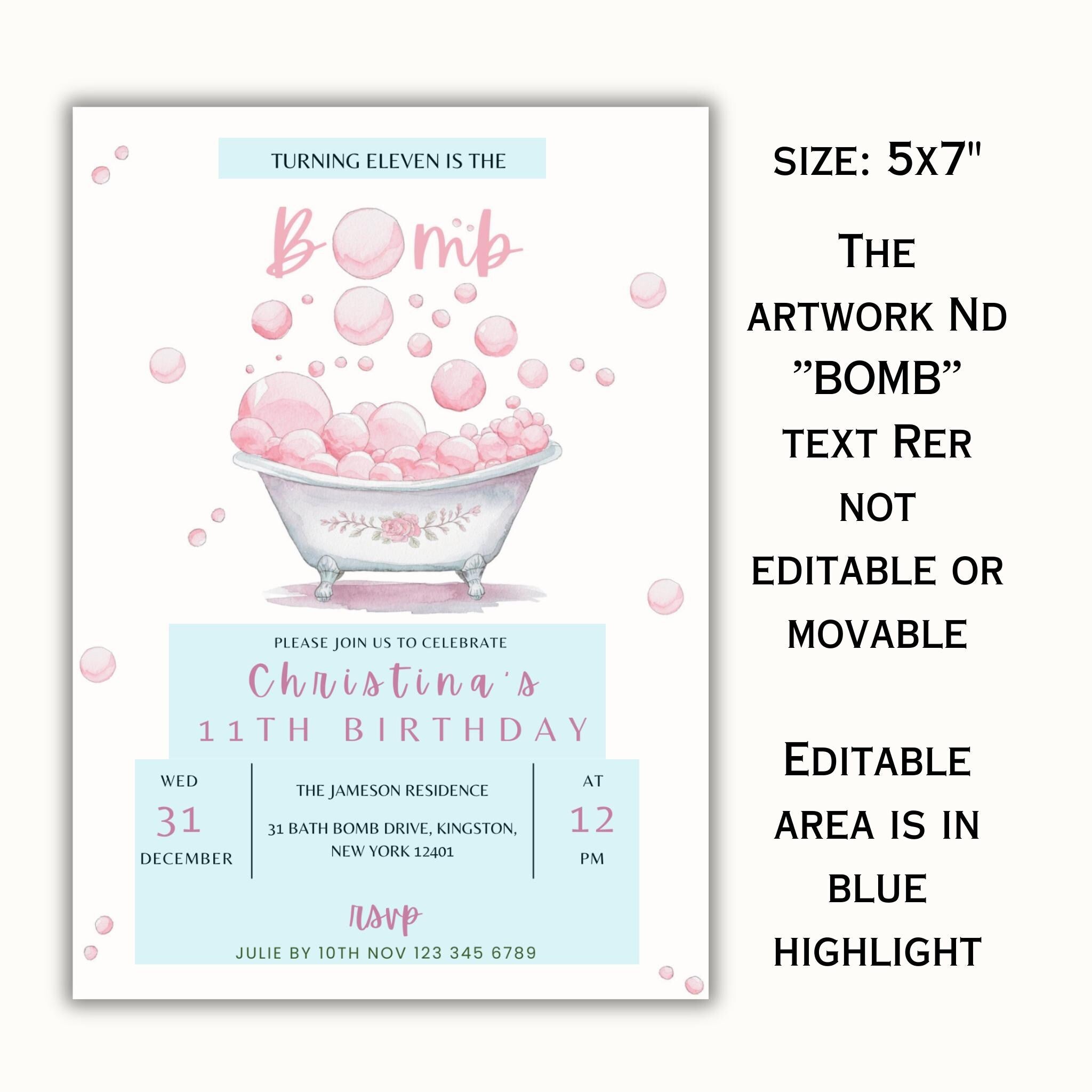 Bath Bomb Birthday Invitation