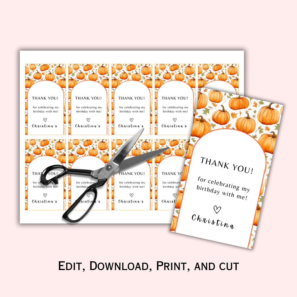 Pumpkin Birthday Favor Tag Template
