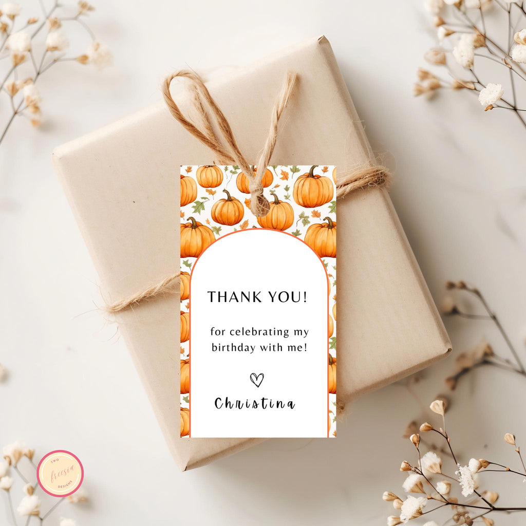 Pumpkin Birthday Favor Tag Template