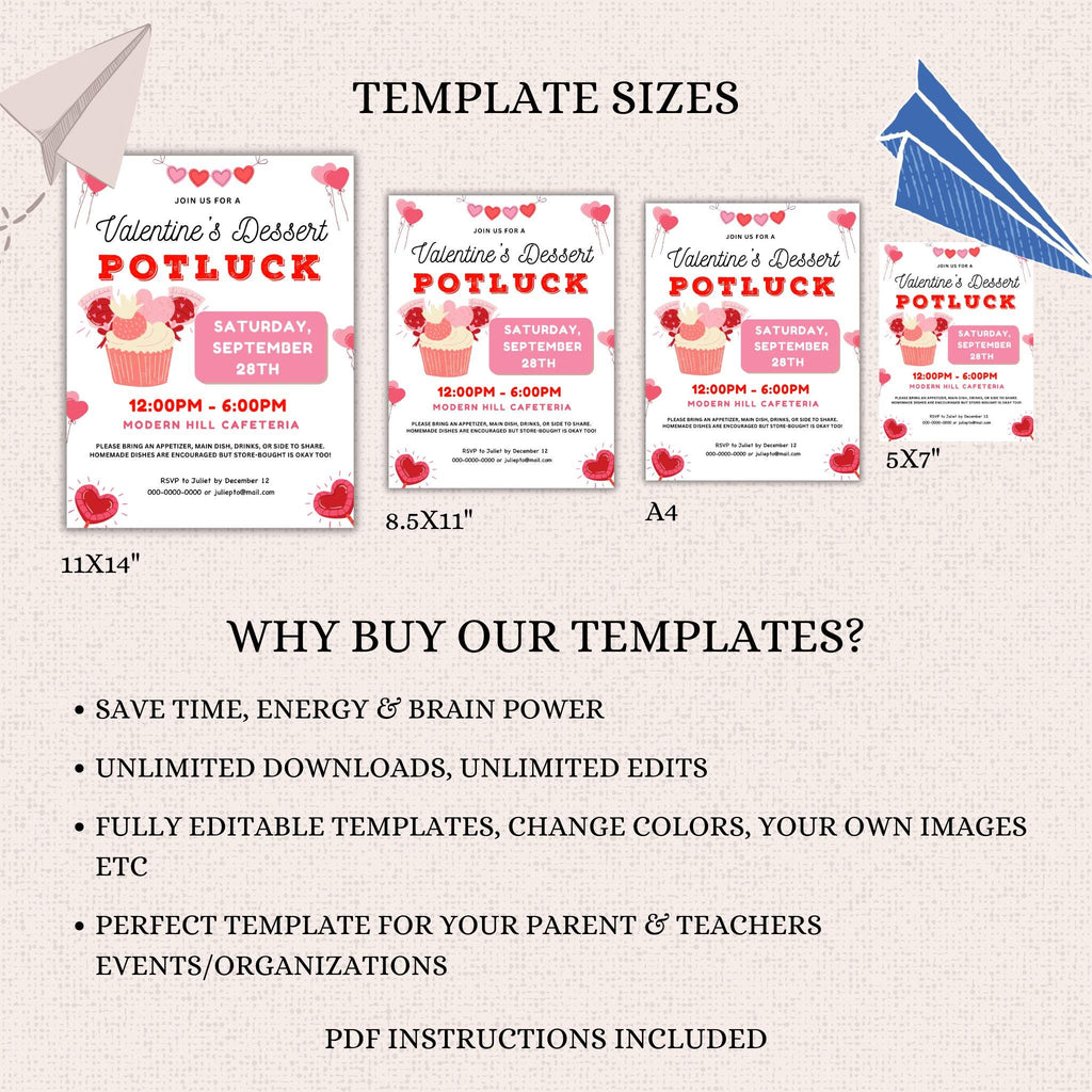 Valentine's Dessert Potluck Flyer Template