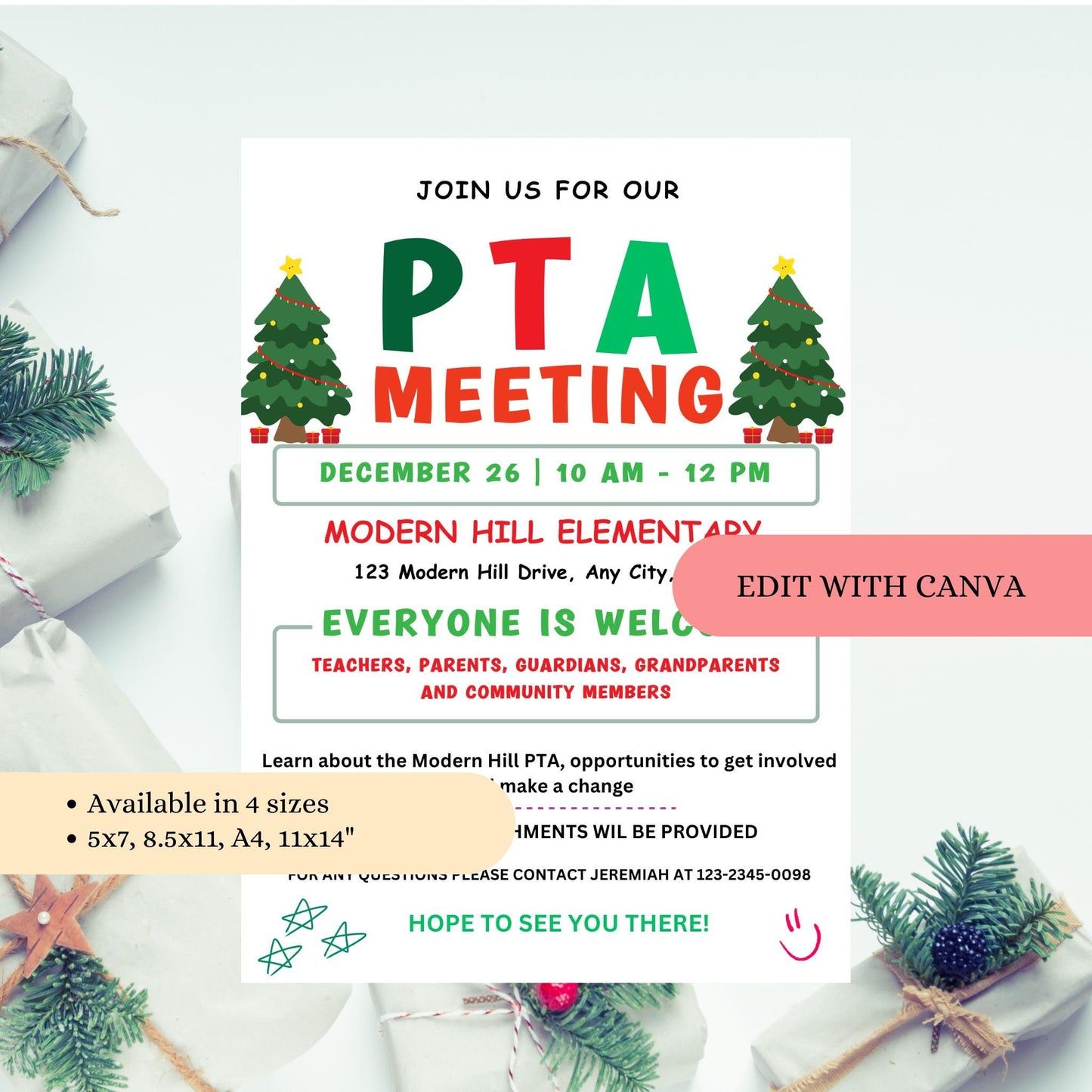 December PTO Monthly Meetings Flyer Template