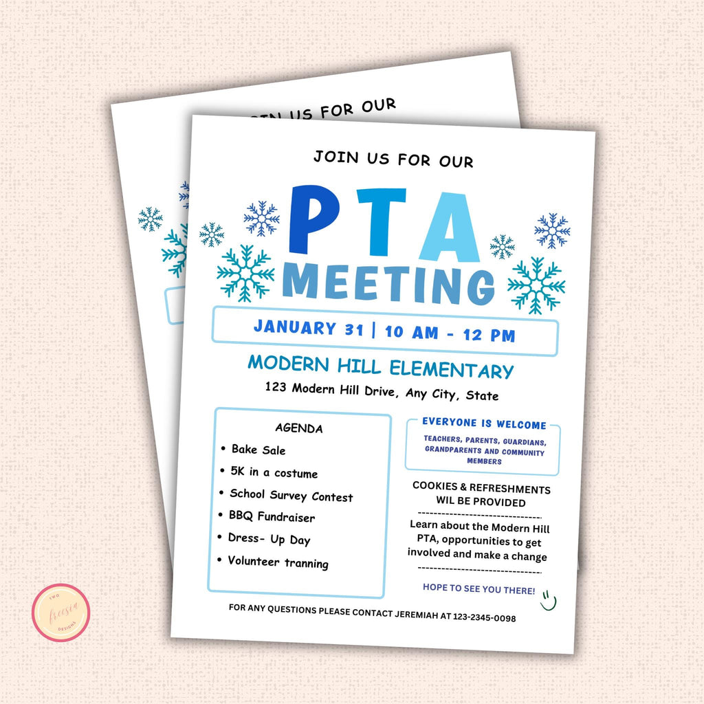 January PTO Monthly Meetings Flyer Template